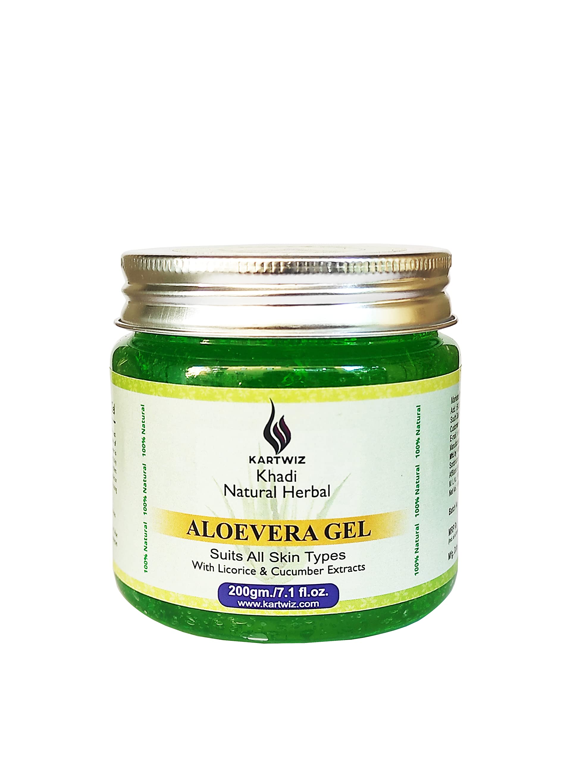 Herbigiri Herbal Aloe Vera Face Gel with Licorice & Cucumber Extracts - Hydrating & Soothing Skincare for Dry, Sensitive Skin - Perfect for Daily Moisturizing & After-Sun Care