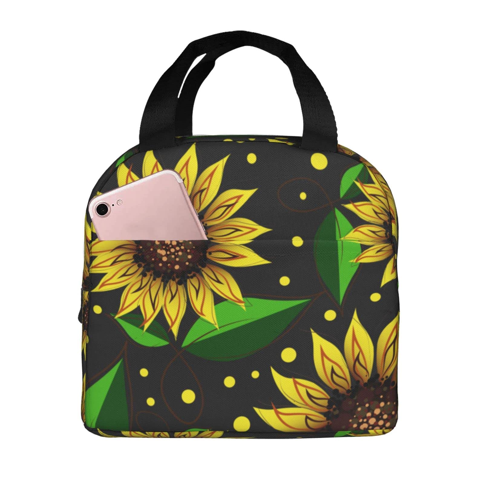 Insulated Sunflower Lunch Bag - Reusable & Portable Cooler Tote for Men & Women - Perfect for Office, School, Picnic & Outdoor Activities