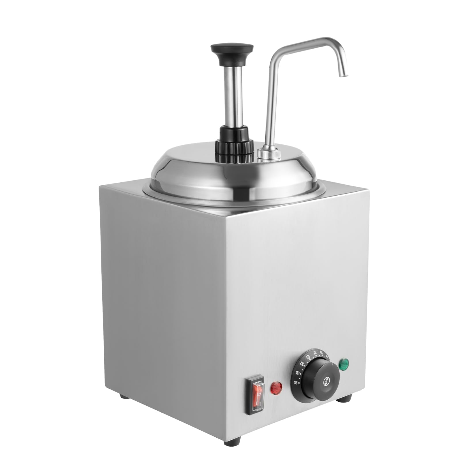 800W Electric Nacho Cheese Dispenser with Adjustable Temperature - 2.6 Qt Stainless Steel Commercial Sauce Warmer for Nacho Cheese, Hot Fudge, Ketchup - Perfect for Movie Nights, Parties & Restaurant Use