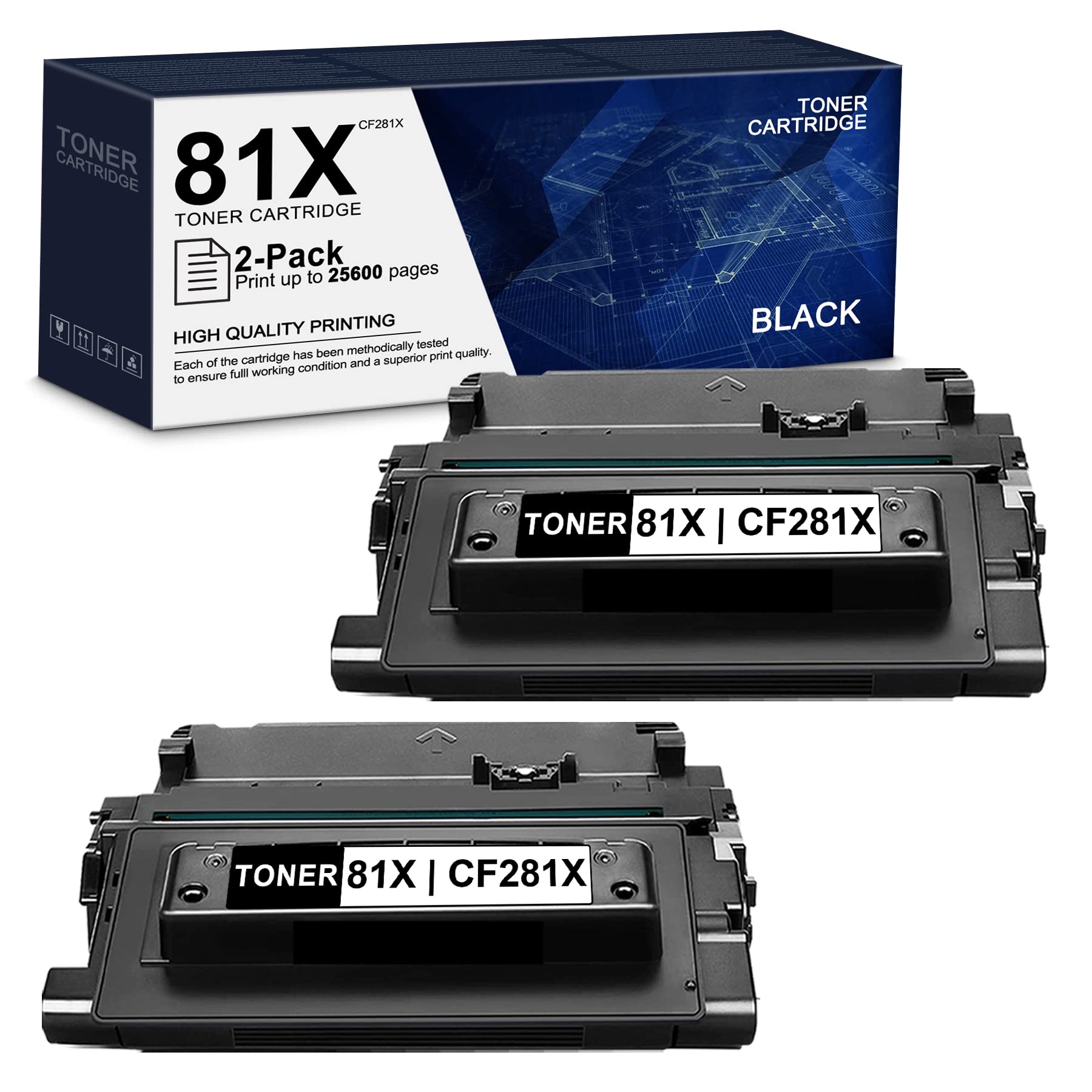 High-Quality 81X | CF281X (Black, 2 Pack) Compatible Toner Cartridge Replacement for HP Enterprise M605n M606x M630 Series Printers - Perfect for Office & Home Printing - Sold by RadinkShop