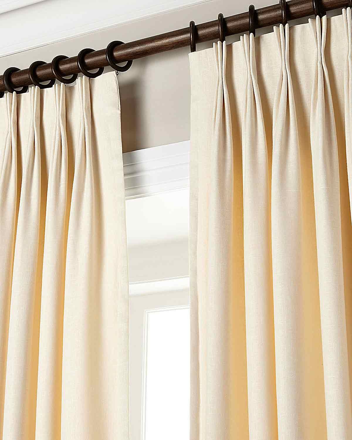 Premium 100% Linen Pinch Pleated Blackout Curtain Panel - Ivory 27