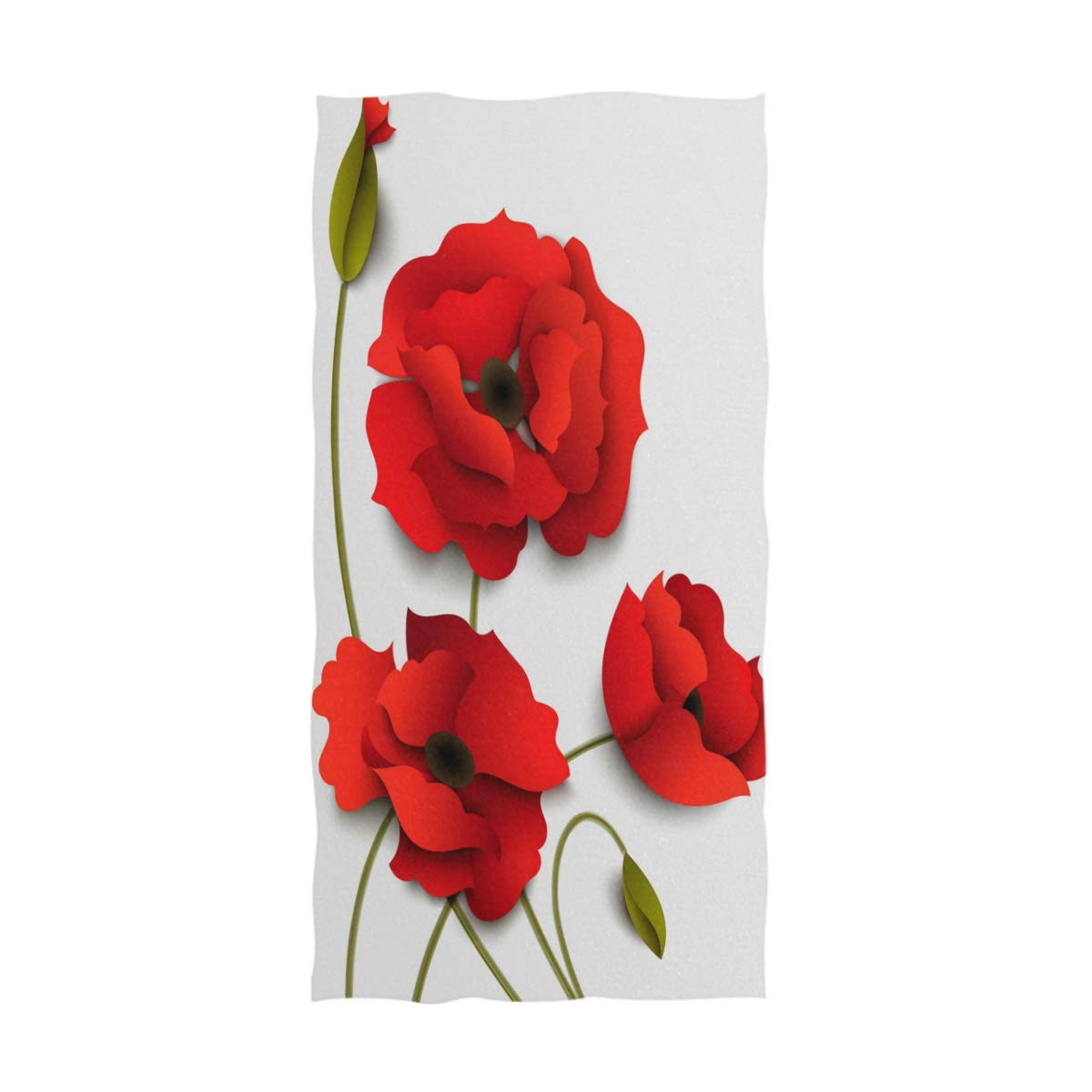 **Wamika Poppy Flowers Hand Towels - Red Sunflower Bath & Bathroom Towel Set - 30x15 Inch Multipurpose, Highly Absorbent for Face, Hands, Gym & Spa - Perfect for Home, Travel & Gifts**