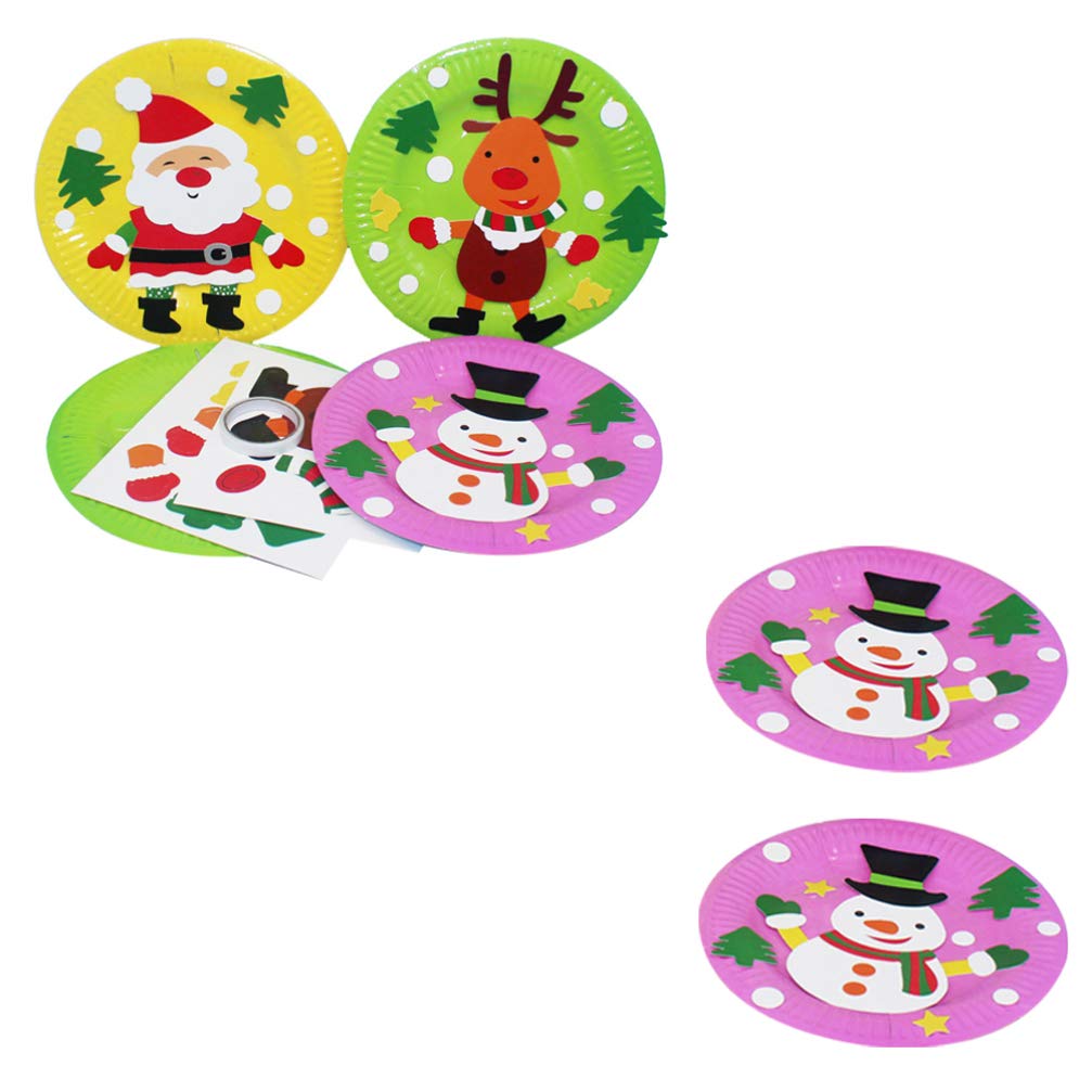 TOYANDONA 6-Piece Christmas Paper Plate DIY Kit - Holiday Party Plates, DIY Ornaments & Kids Craft Supplies for Christmas Decorations - Perfect for Classroom Activities, Holiday Parties & Family Crafting Fun
