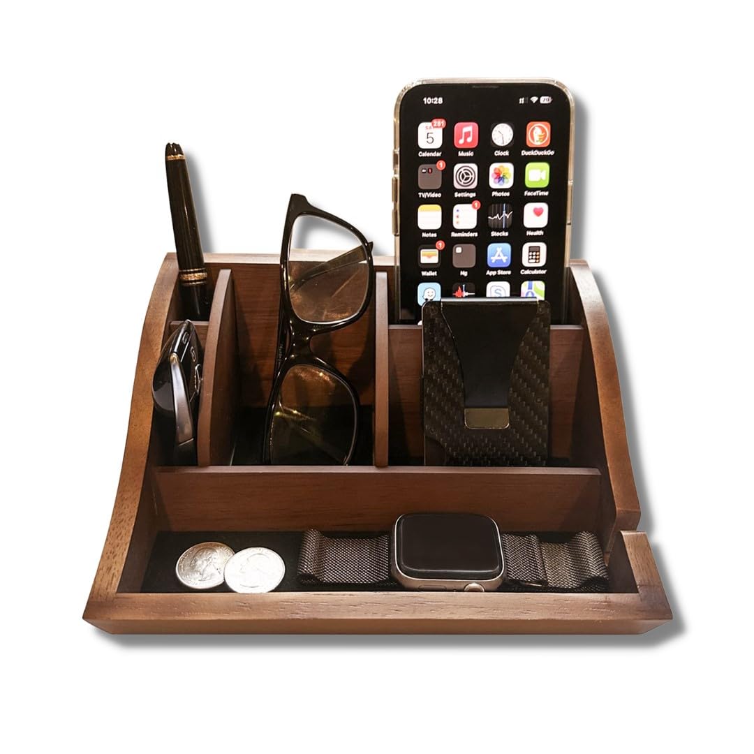 Storus Smart Valet Tray - Premium Desk & Nightstand Organizer for Keys, Wallet, Watch | Perfect for Home Office, Bedroom & Entryway Organization