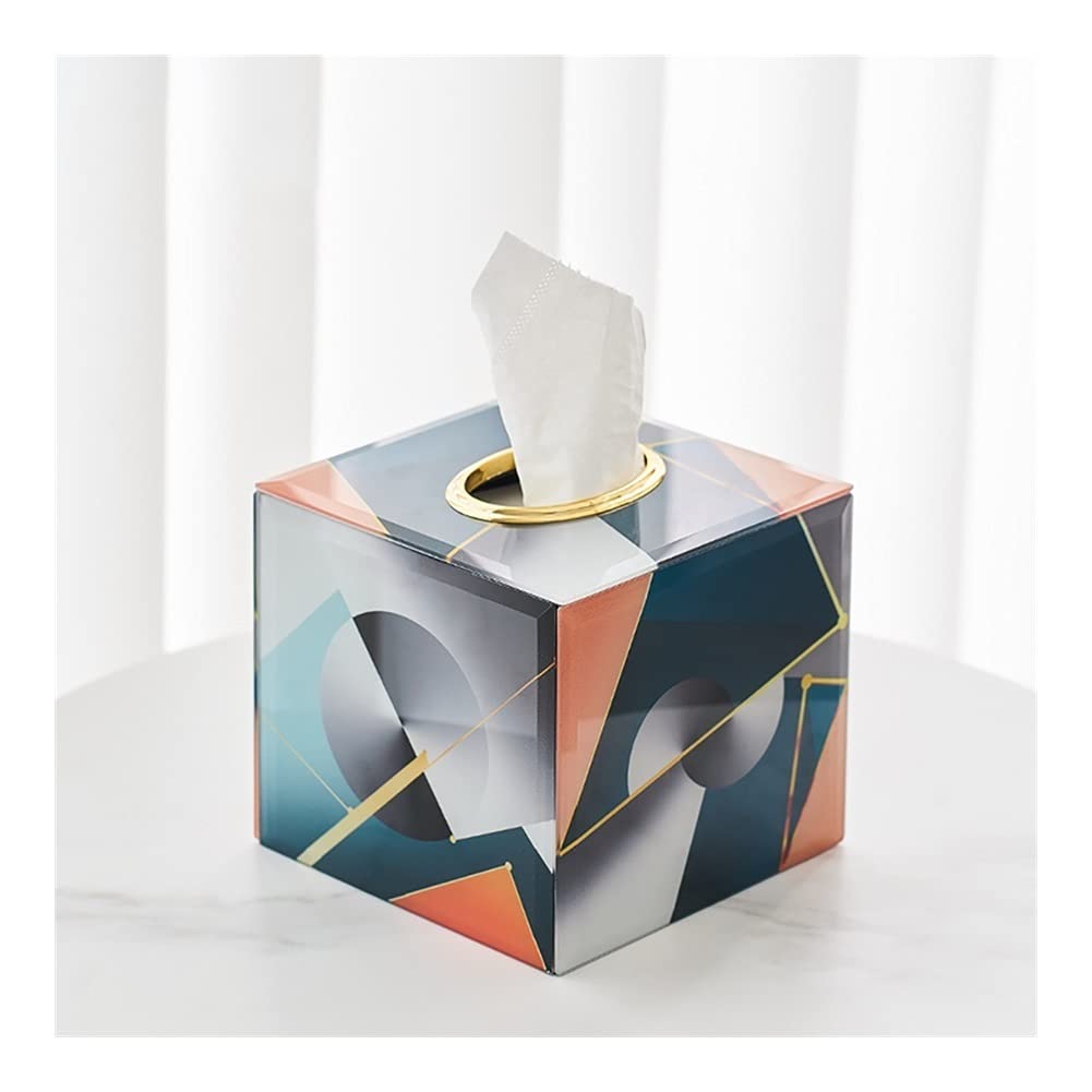 Glass Tissue Box Cover Holder - Creative Facial Tissue Dispenser for Dresser & Bathroom Decor - Stylish Napkin Storage Box for Home & Office Use (Style A)