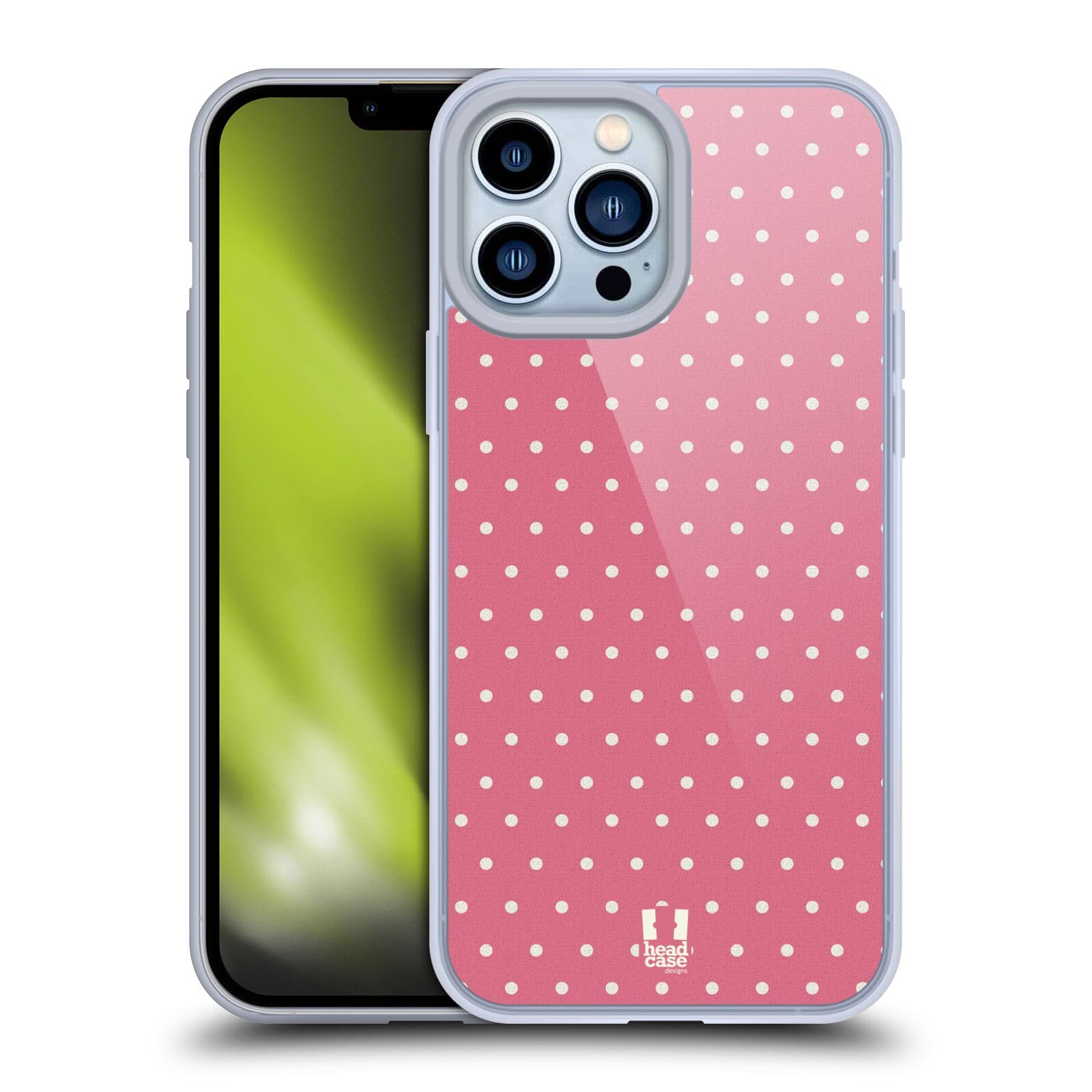 Pink Dots French Country Pattern Soft Gel Phone Case Compatible with Apple iPhone 13 Pro Max - Cute Protective Cover for Women, Girls, Everyday Use & Gift Giving