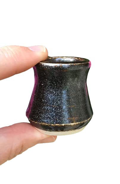 Handmade Black Glitter Ceramic Toothpick Holder - Small Pottery Vase for Kitchen, Dining Table & Home Decor