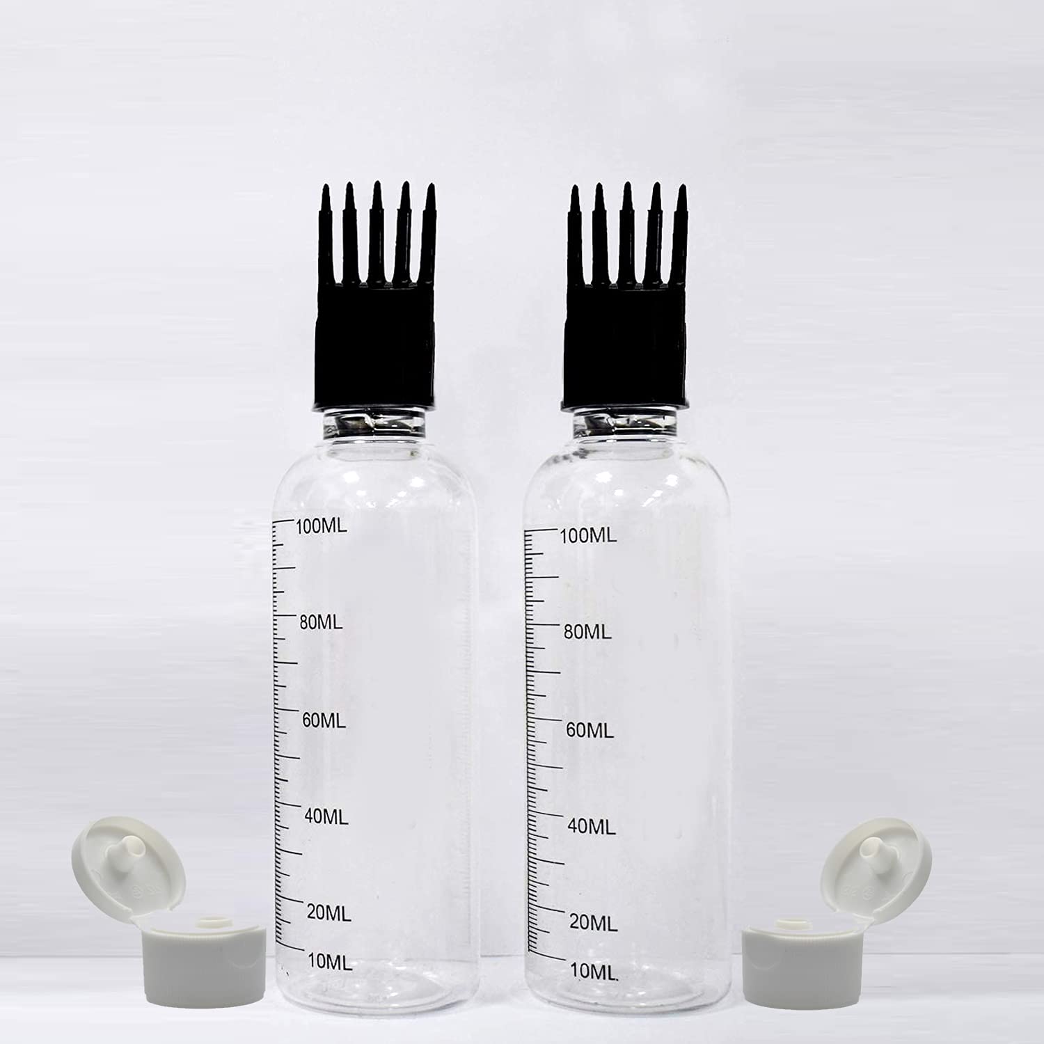 **Vedini Hair Root Applicator Bottle with Comb Cap - 100ml BPA-Free Plastic Bottle for Hair Oil, Shampoo & Medicine Application (Pack of 2) - Perfect for DIY Hair Treatments & Scalp Care at Home**