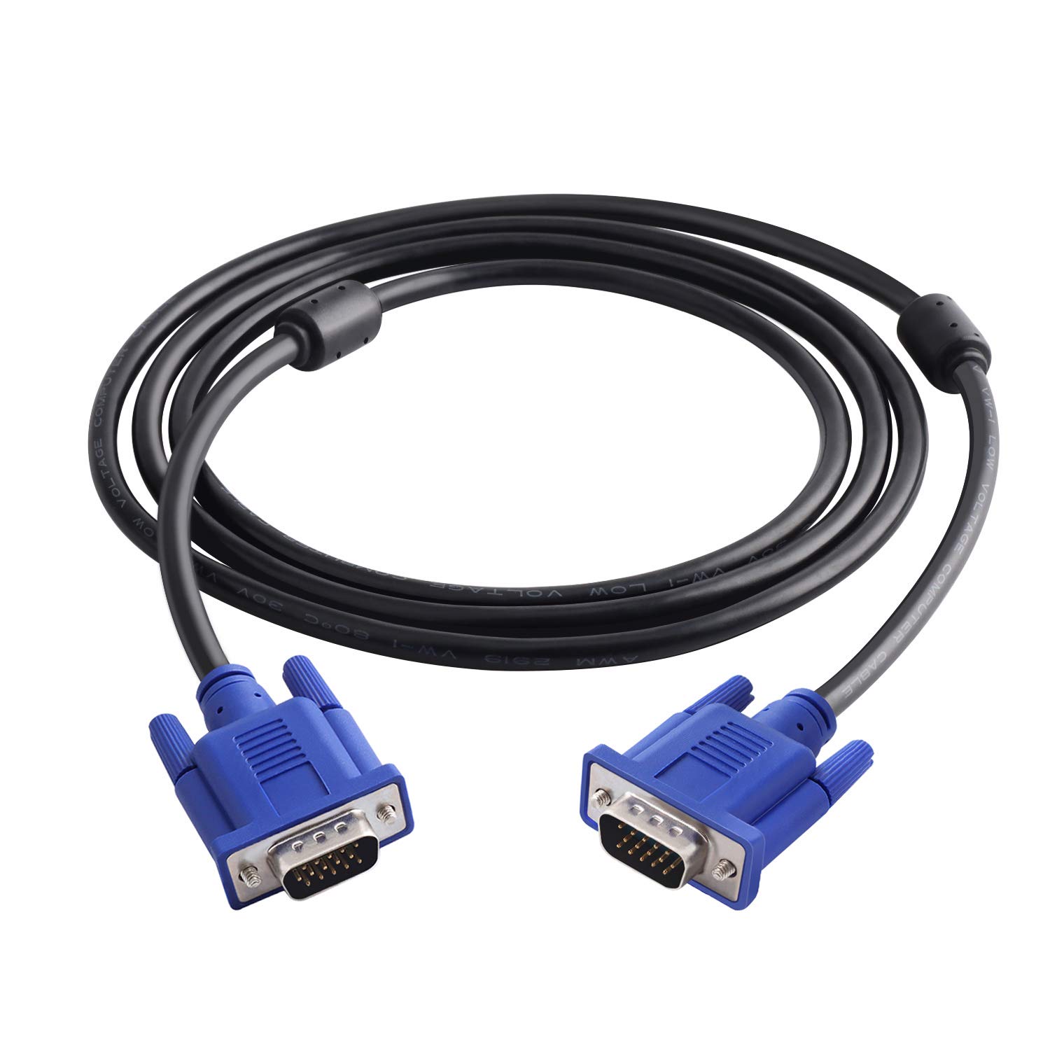 PASOW 6FT VGA to VGA Cable HD15 Male to Male - High Speed Monitor Cable for Computer, TV, Projector - Ideal for Home Office, Gaming Setup, and Conference Room Presentations