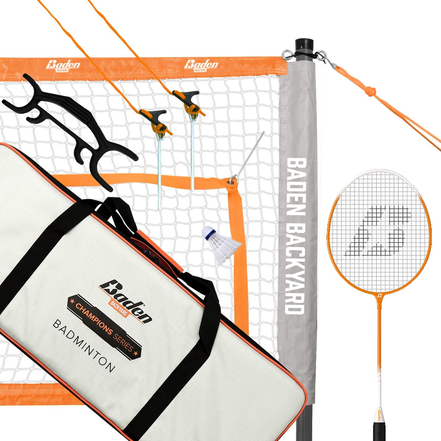 Baden Champions Badminton Set - Premium 4-Player Racket Game with Shuttlecocks & Carry Case | Perfect for Backyard, Beach, Park, and Family Outdoor Fun