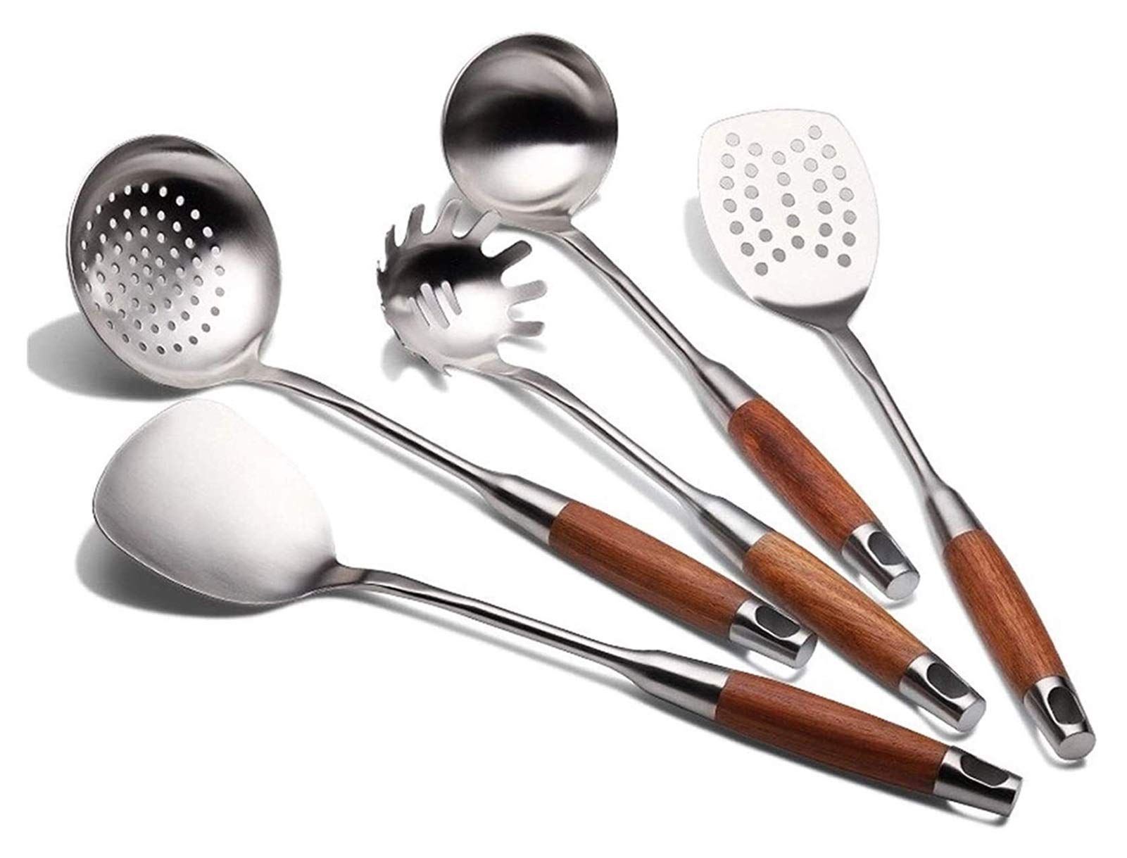 Premium 5-Piece Stainless Steel Kitchen Utensil Set - Professional Cooking Tools for Chefs & Home Cooks - Spatula, Turner, Spoon & More - Ideal for Baking, Frying & Everyday Cooking