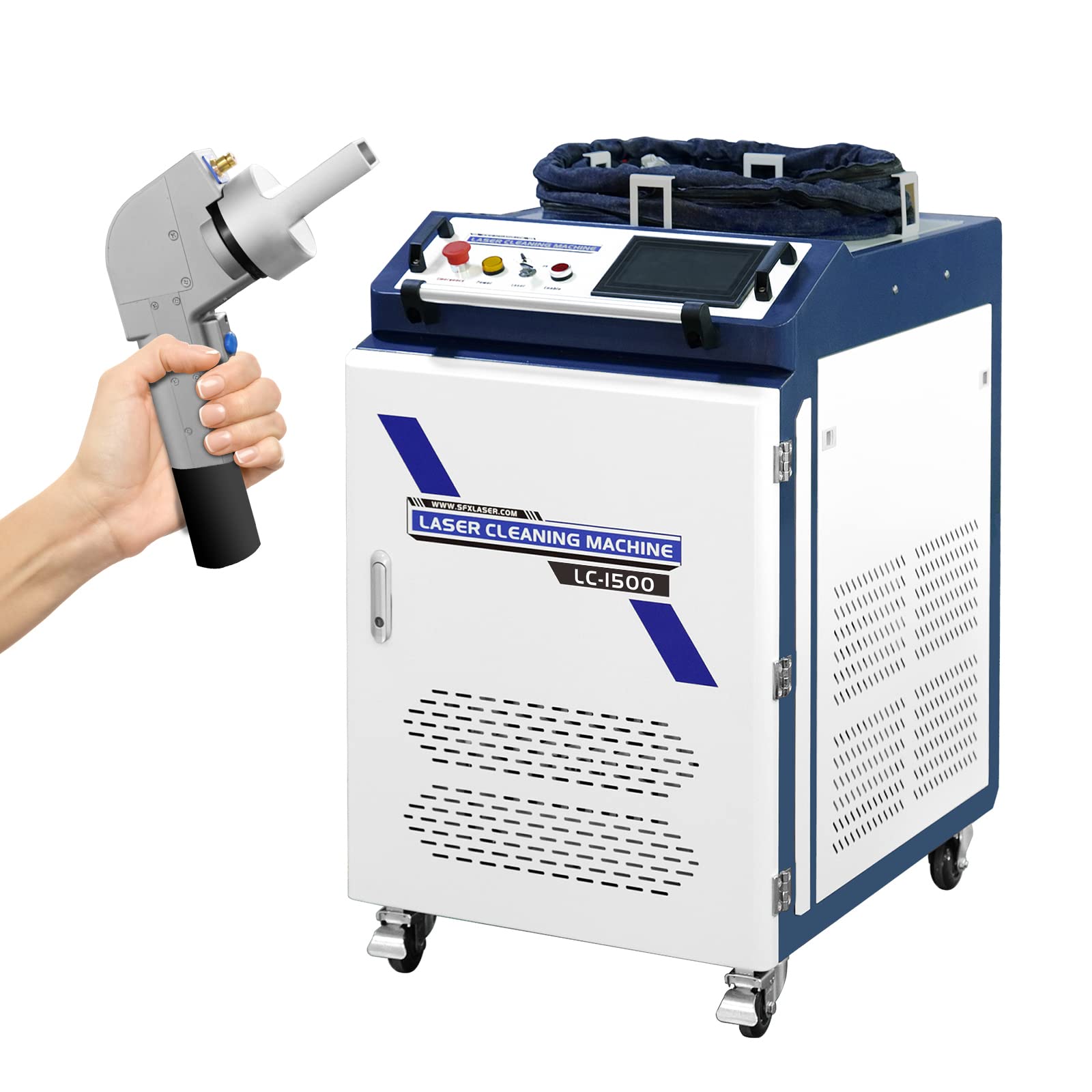 1500W MAX Handheld Fiber Laser Cleaning Machine - Remove Rust, Paint, Oil & Coatings - Portable Laser Rust Removal Tool for Metal, Automotive & Industrial Use - Perfect for DIY, Welding Shops & Factory Maintenance