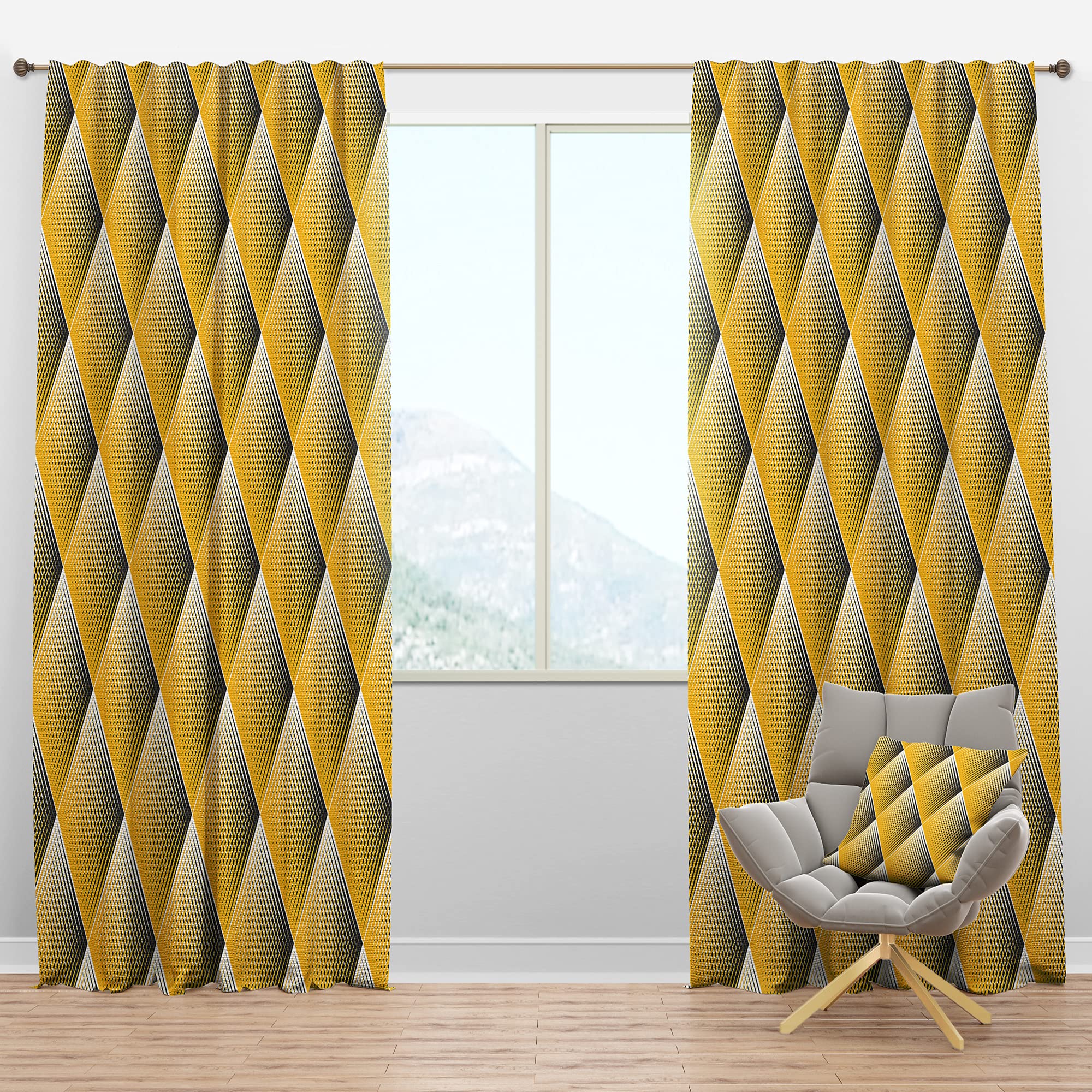 Blackout Curtains for Bedroom & Living Room - Thermal Insulated Single Panel Drapes (52x63) - Mid-Century Modern Style for Better Sleep & Energy Efficiency