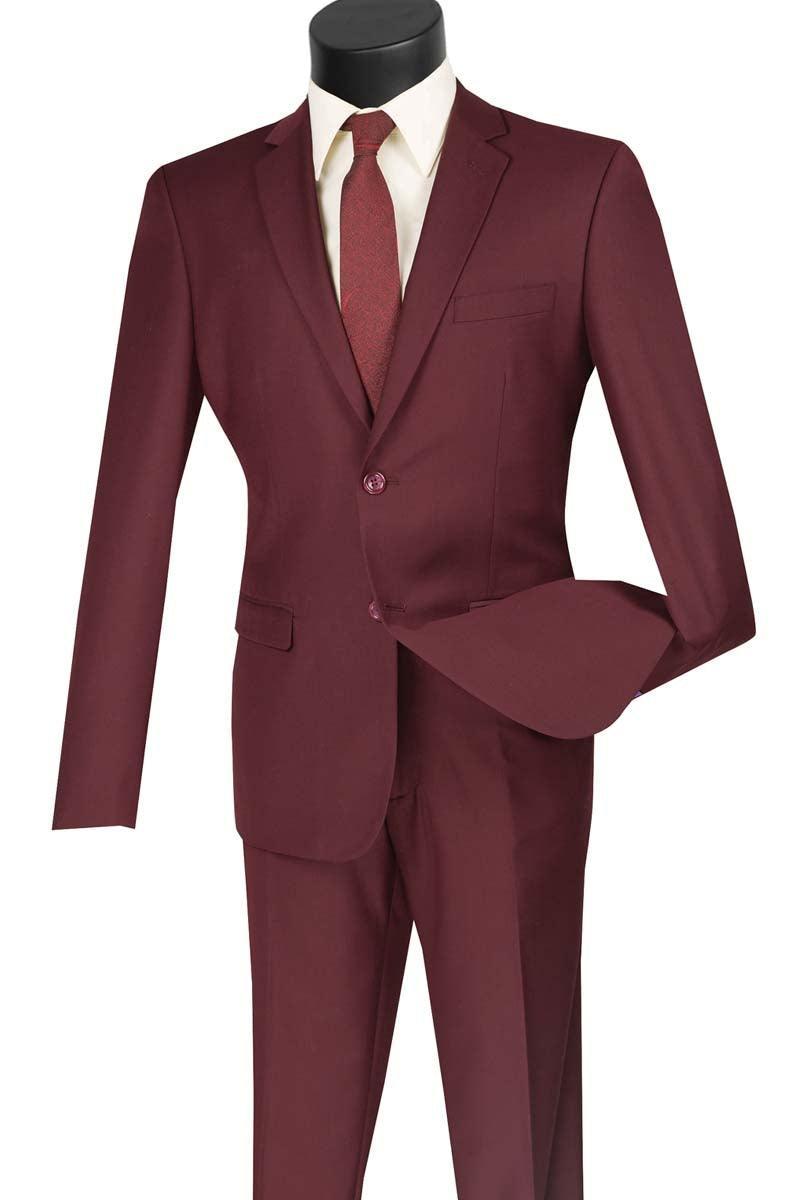 Men's Ultra Slim Fit 2-Piece Suit in Burgundy - Perfect for Weddings, Business Meetings & Formal Events