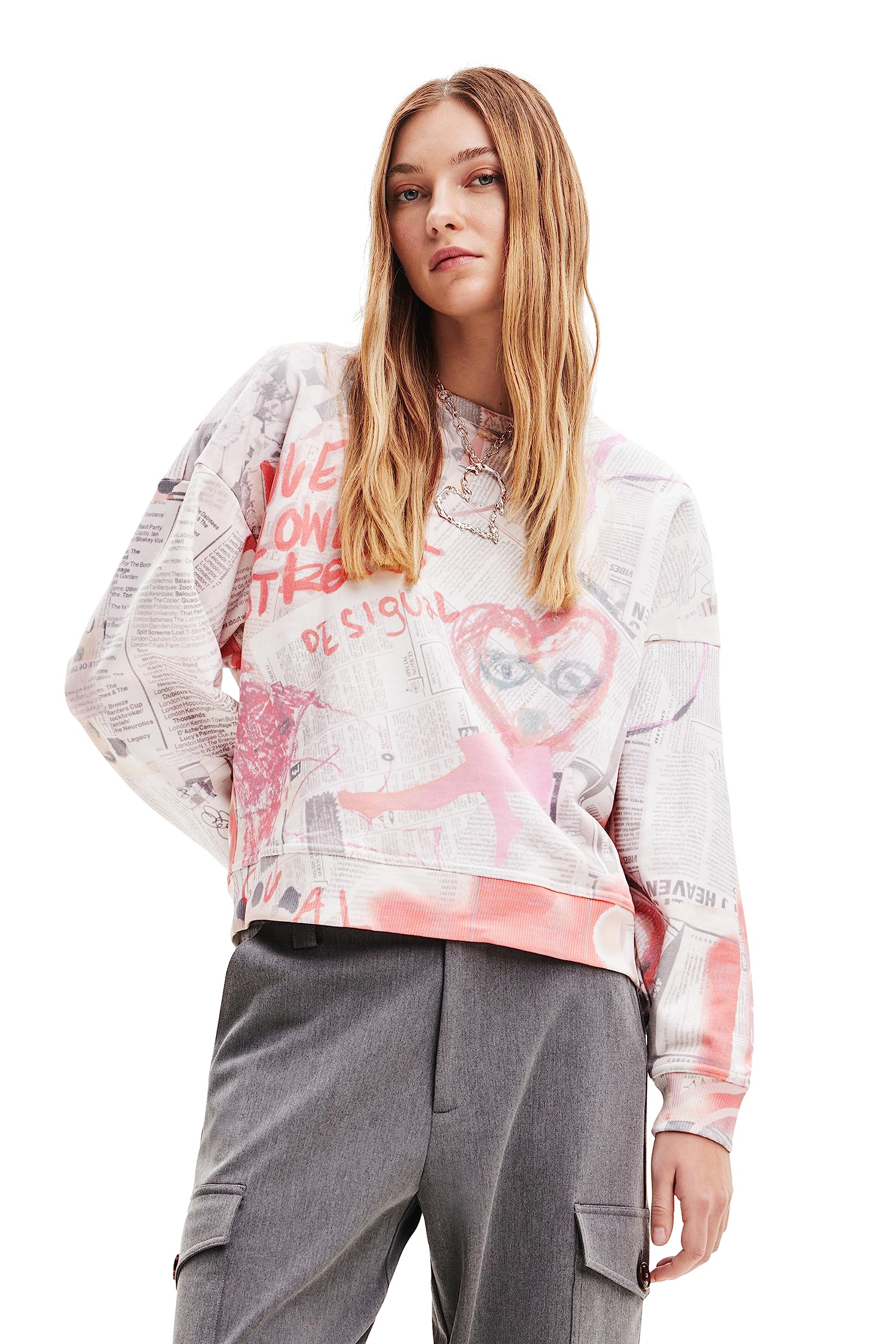 Desigual Women's Long Sleeve Knit Sweater - Soft Comfortable Pullover for Casual Wear, Office & Fall Outfits