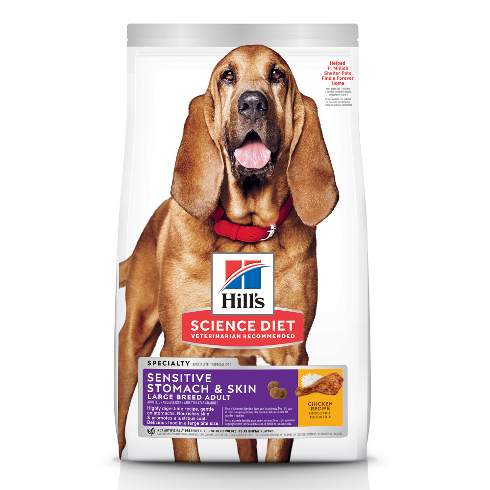 Hill's Science Diet Sensitive Stomach & Skin Large Breed Adult Dry Dog Food - Chicken & Barley Recipe for Digestive Health & Skin Care - Perfect for Large Dogs with Sensitive Stomachs or Skin Allergies