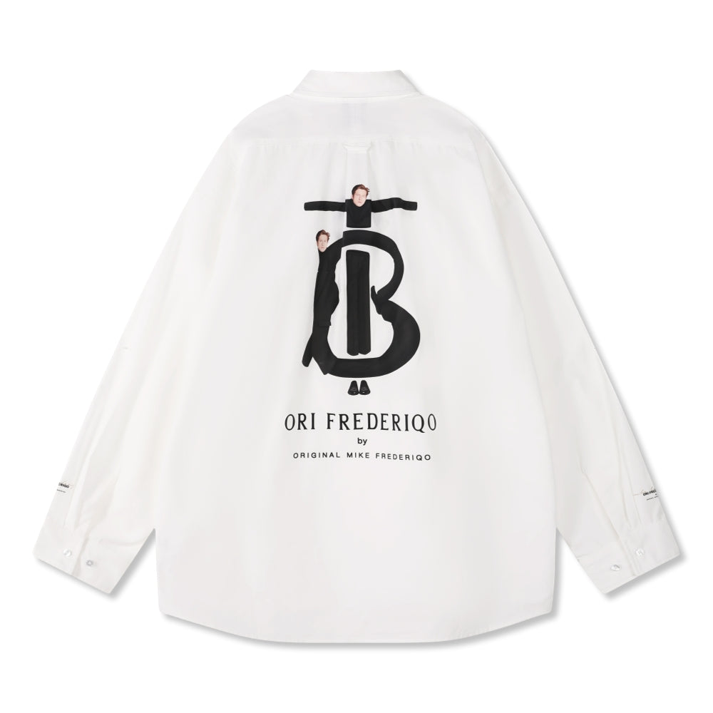 ORI FREDERIQO Men's Printed Long Sleeve Shirt White - Casual Button Down Shirt for Work, Date Night & Everyday Wear