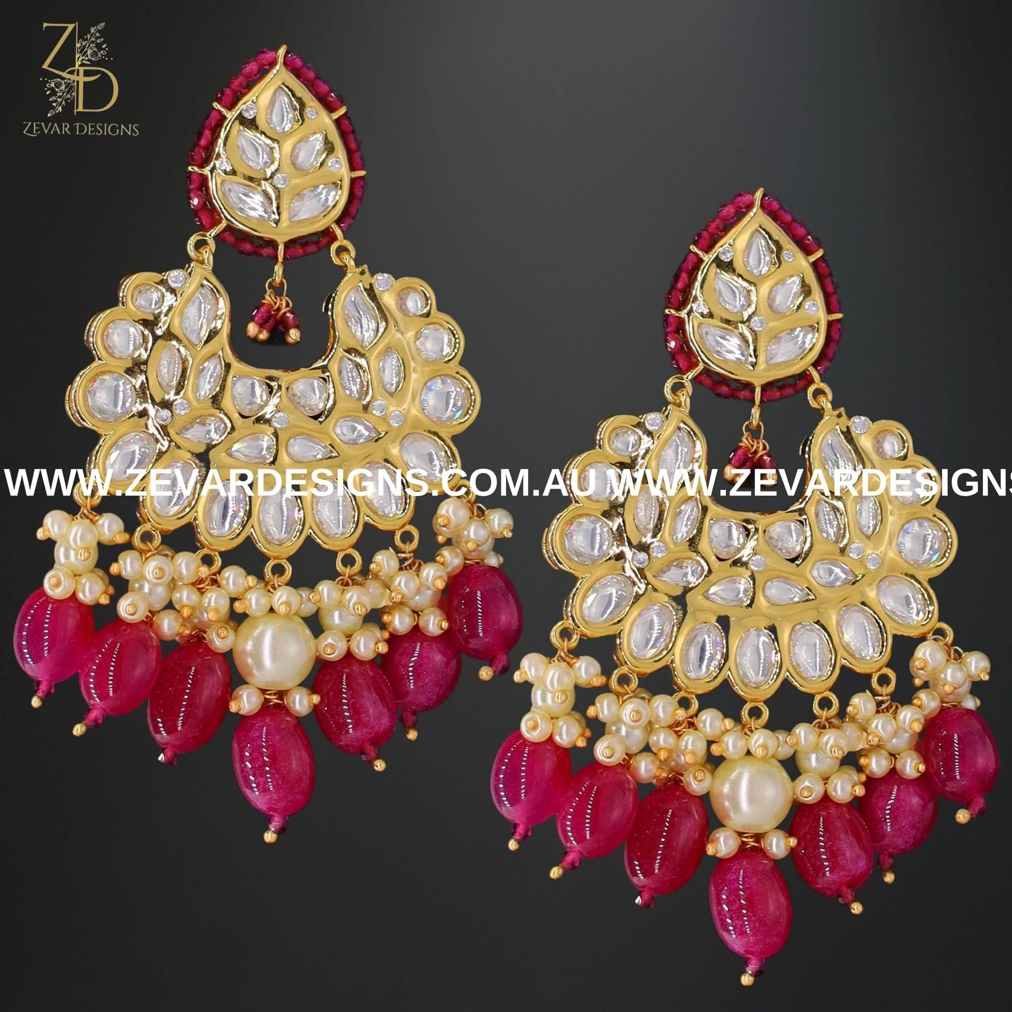 Exquisite Kundan Polki Chandbali Earrings in Red | Traditional Indian Jewelry for Weddings & Festivals | Perfect for Bridal, Party & Special Occasions