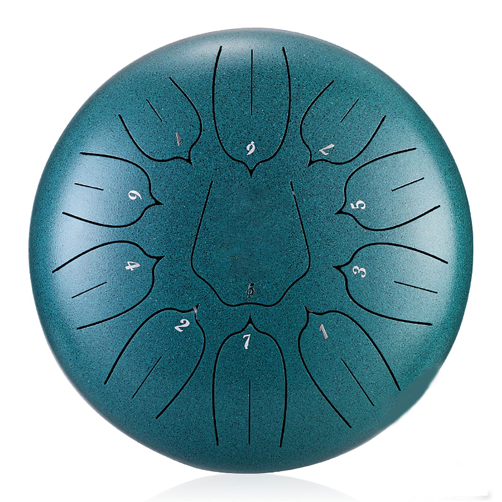 GKZJ 11-Tone Steel Tongue Drum - 10 Inch Malachite Hand Pan Drum with Lotus Flower Design | Percussion Instrument for Meditation, Yoga, Music Therapy & Stress Relief | Perfect for Home Relaxation, Sound Healing Sessions & Musical Performances