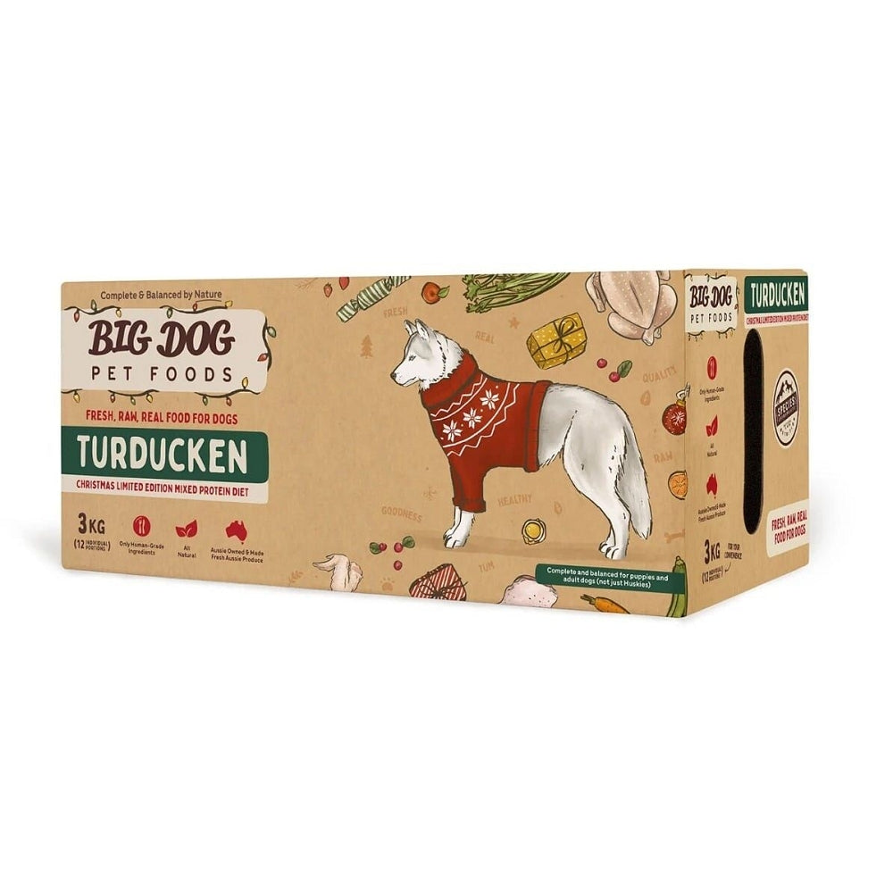 Frozen Turducken Raw Dog Food - Grain-Free, High-Protein Frozen Dog Food for All Breeds - Perfect for Mealtime, Training Treats & Special Occasions