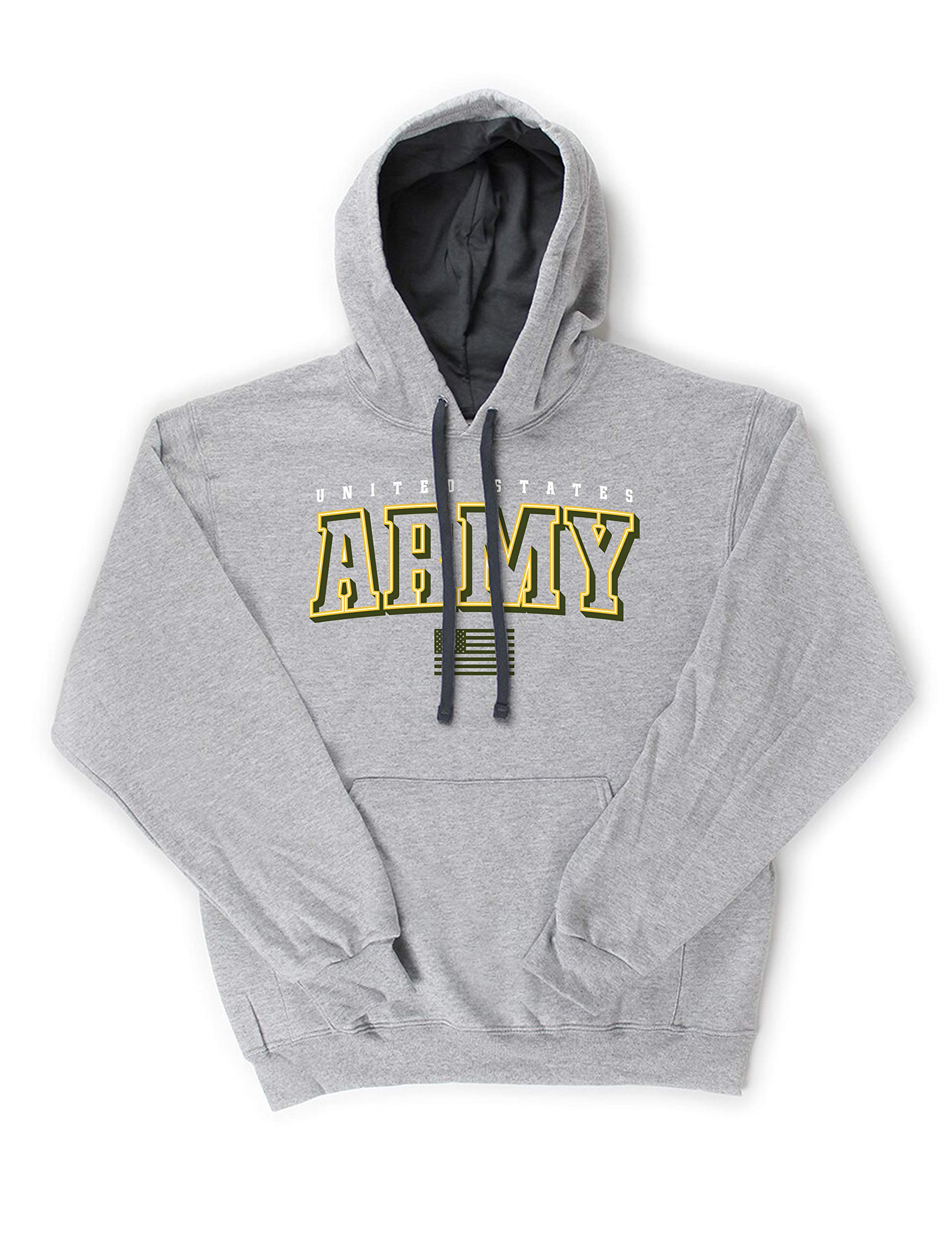 USA Army Flag Logo Printed Graphic Hooded Sweatshirt - Patriotic Military Apparel for Veterans Day & Outdoor Activities