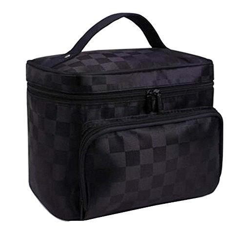 Black Travel Makeup Bag - Waterproof Portable Cosmetic Organizer & Toiletry Pouch for Women | Perfect for Vacation, Gym, Business Trips & Daily Essentials Storage