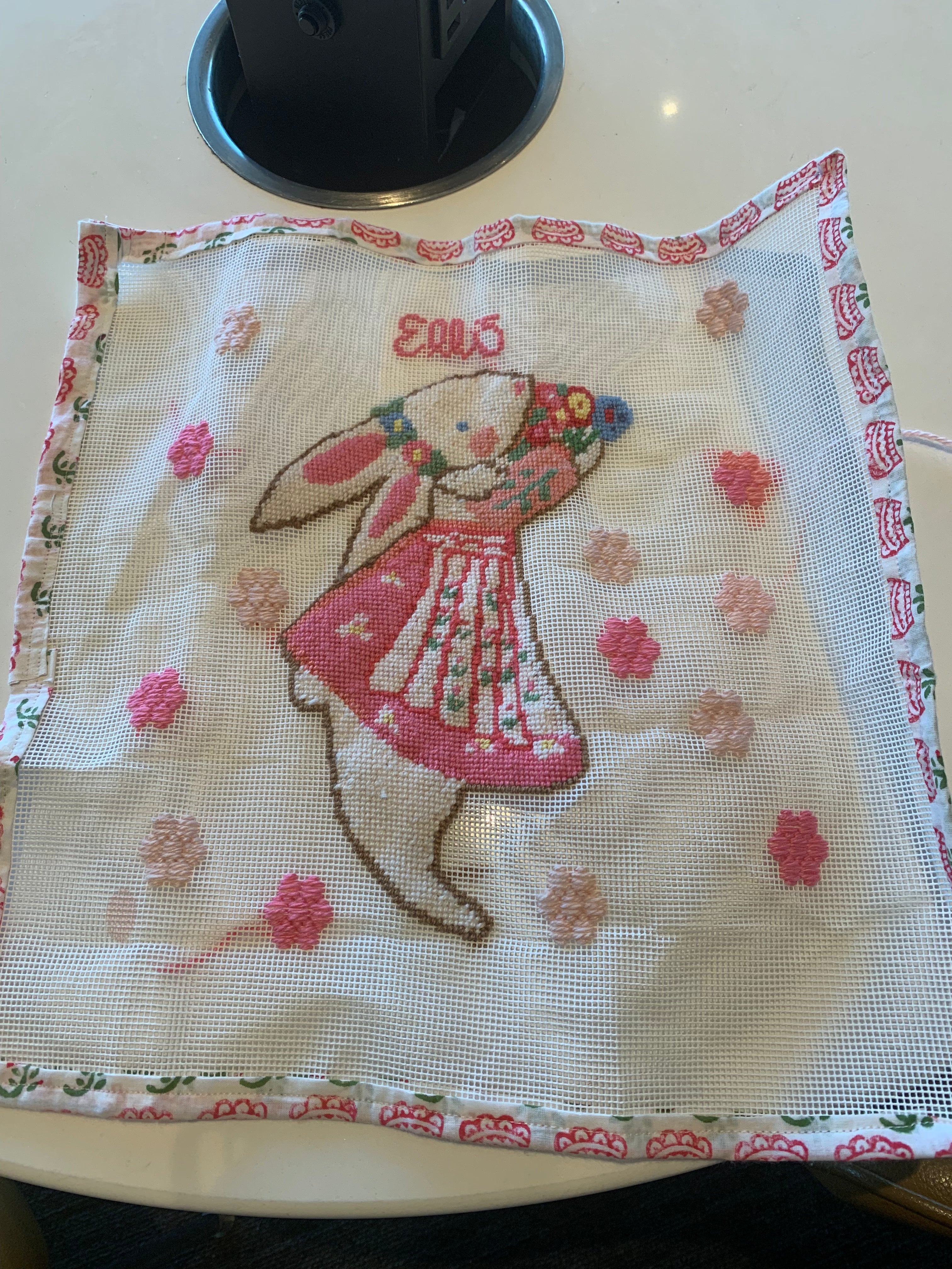 Large Needlepoint Girl Bunny Embroidery Kit - DIY Cross Stitch Craft for Beginners, Home Decor & Gift Ideas | Perfect for Wall Art, Pillow Covers & Nursery Decorations