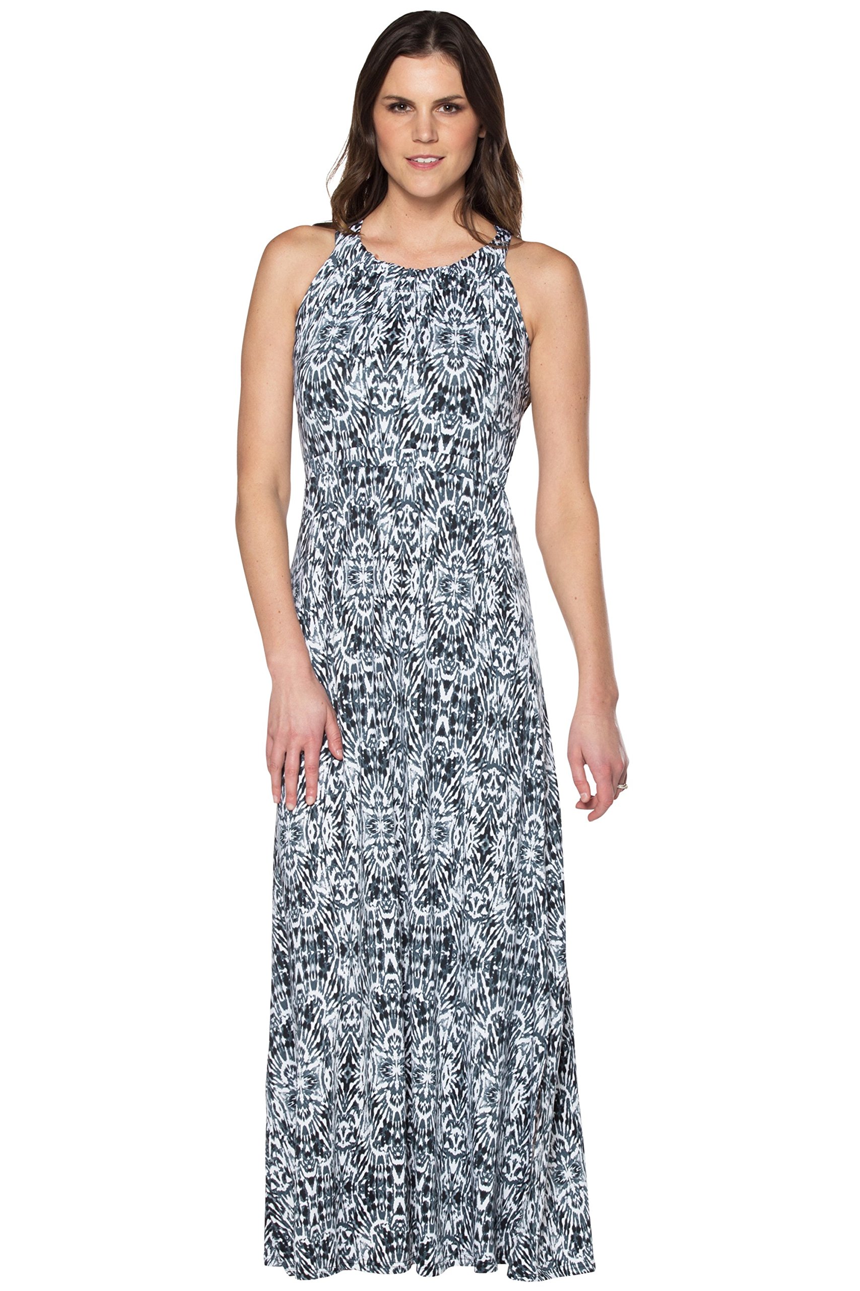 Elegant Cross Over Back Print Maxi Dress for Women - Flowy Summer Beach Dress for Vacations, Parties & Casual Outings