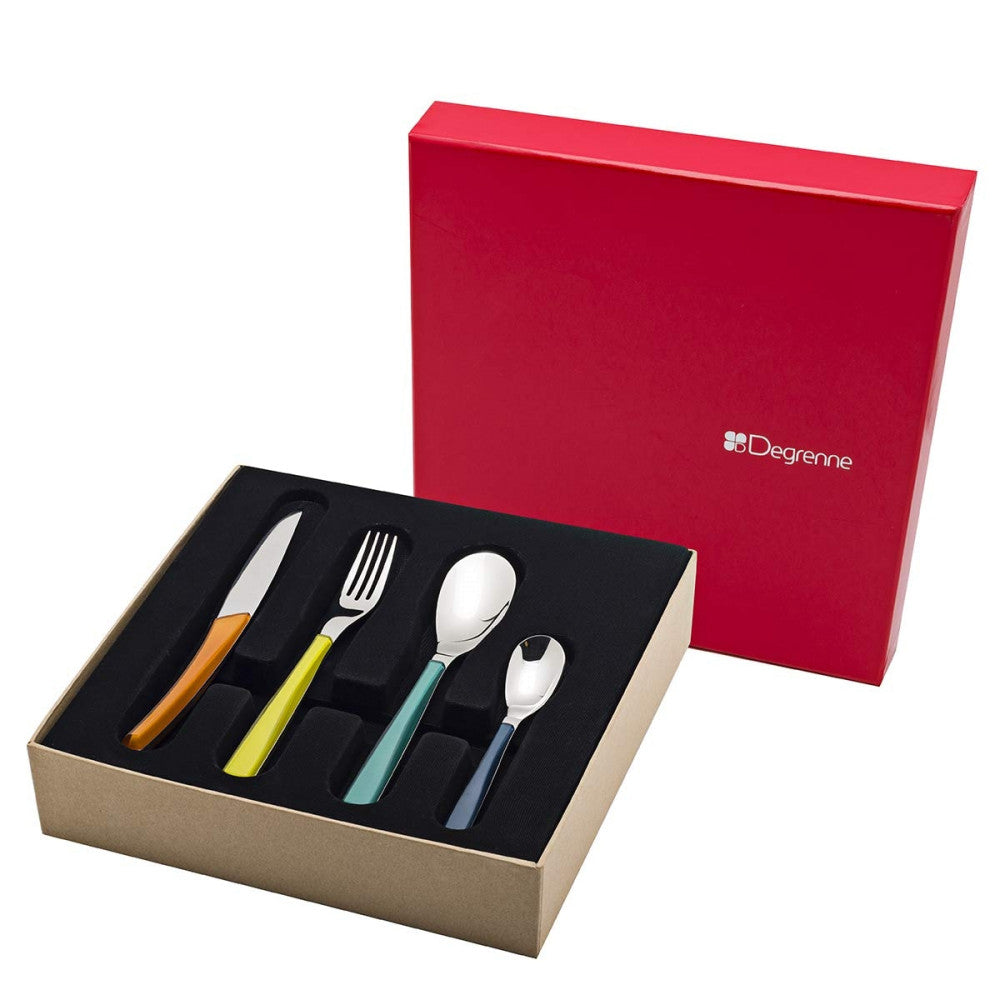 Guy Degrenne 24-Piece Multicolor Quartz Flatware Set - Service for 6, Elegant Dining Utensils for Dinner Parties, Holidays & Special Occasions