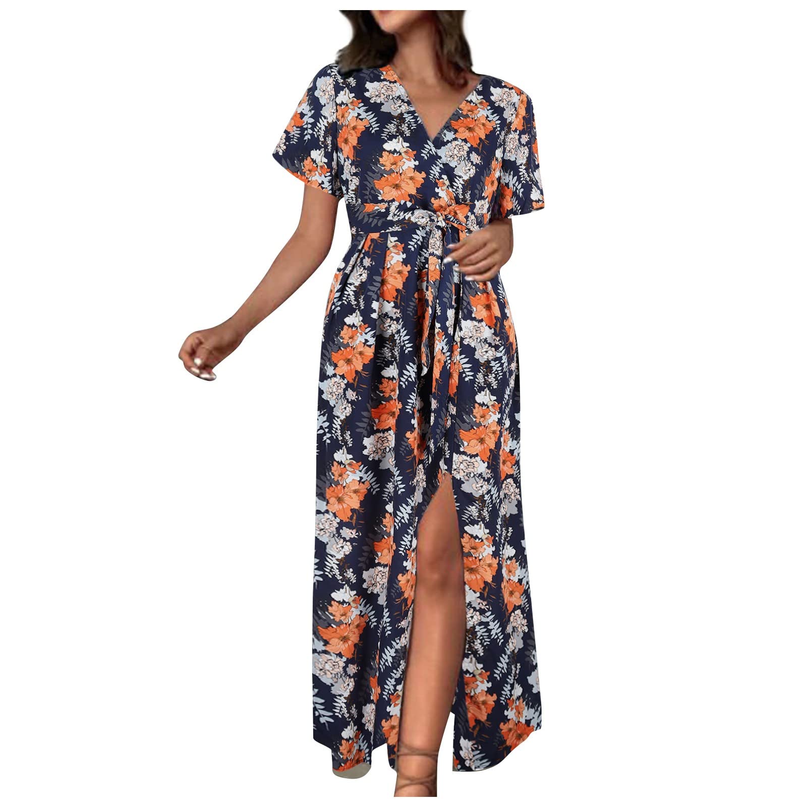 Sexy Beach Dress for Women - Adjustable Waist Cord & Back Zipper, Casual Short Sleeve Zip Dress, Plus Size Available | Perfect for Summer Vacations, Pool Parties & Tropical Getaways