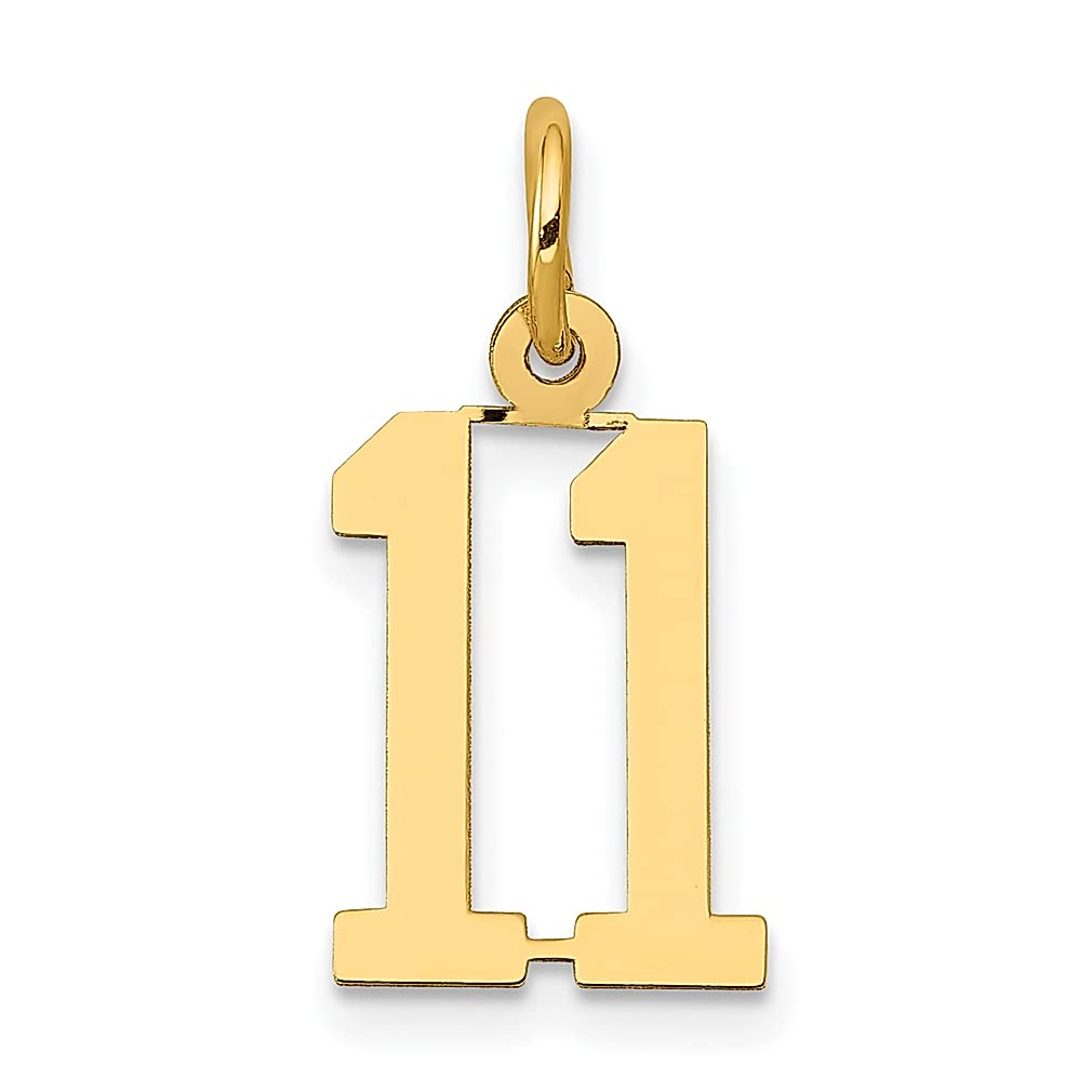 14K Yellow Gold Small Elongated Number 11 Charm Necklace Pendant - Dainty Women's Jewelry Gift for Birthday, Anniversary & Graduation - Perfect for Everyday Wear & Special Occasions