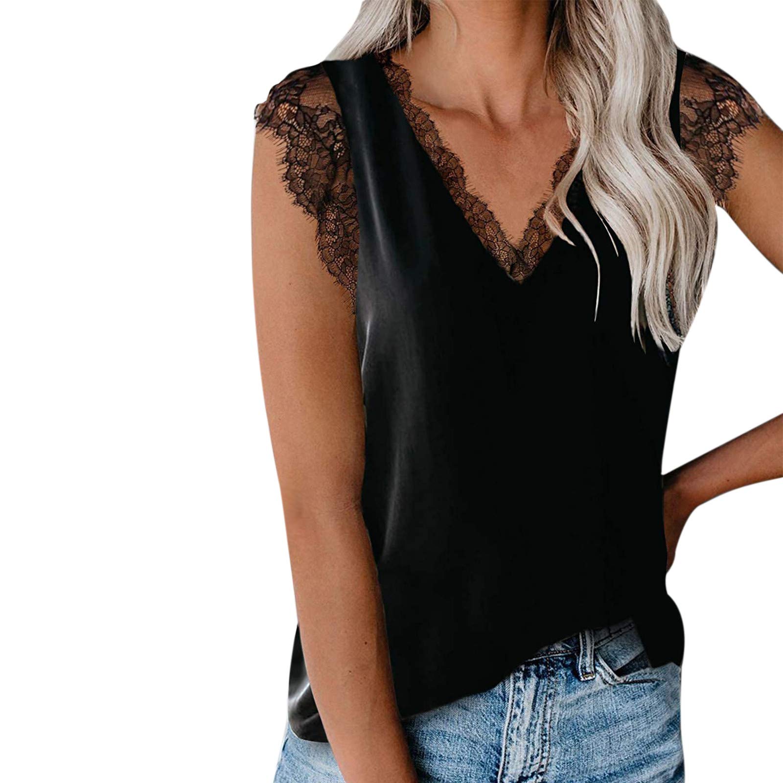 Sexy Women's V-Neck Sleeveless Cami Tank Top - Summer Casual Blouse for Date Night, Beach & Party Wear