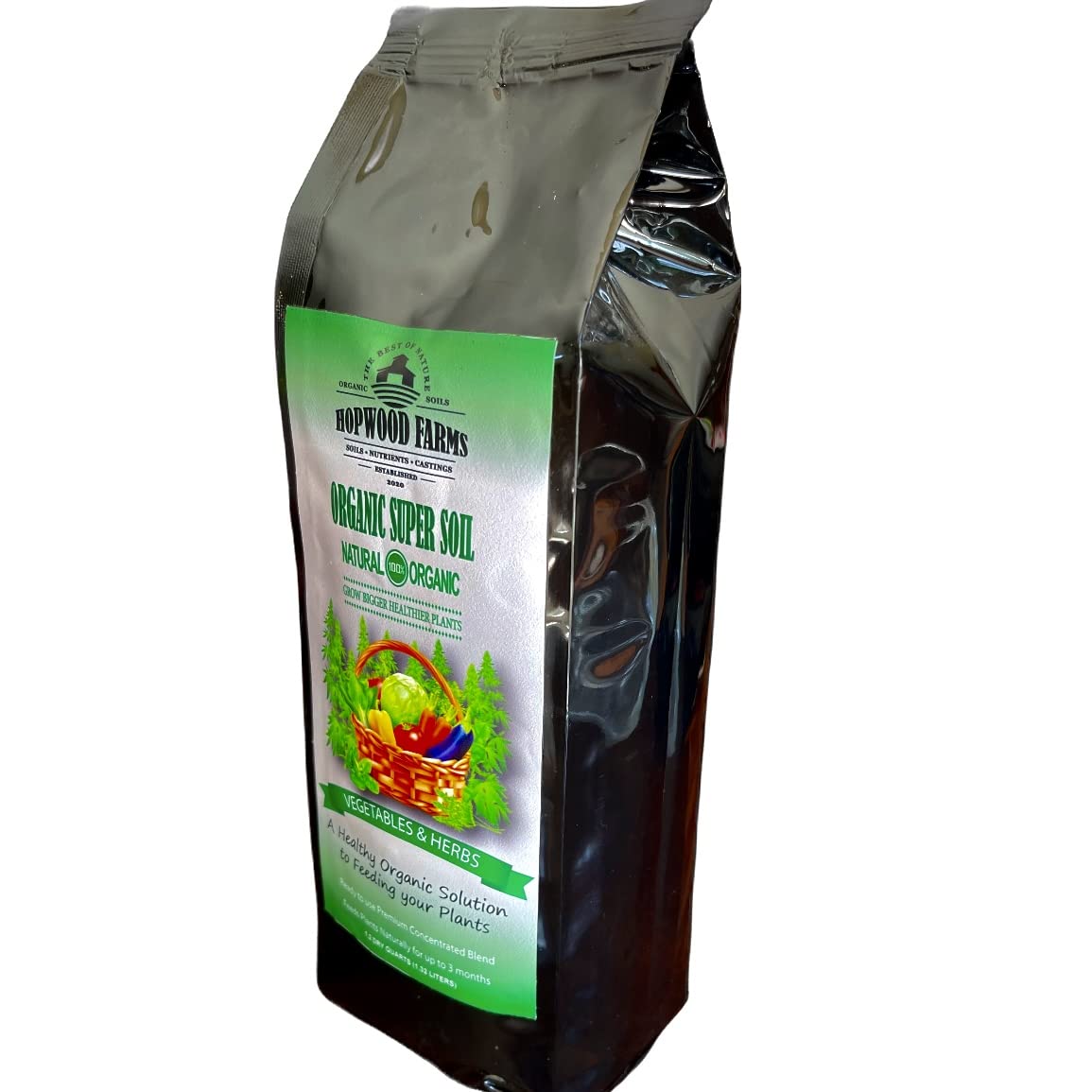 Hopwood Farms Organic Super Soil Concentrate - 100% Natural & Organic Plant Food for Vegetables & Herbs - 1.2 Quart - Ideal for Home Gardening, Indoor Plants & Organic Farming