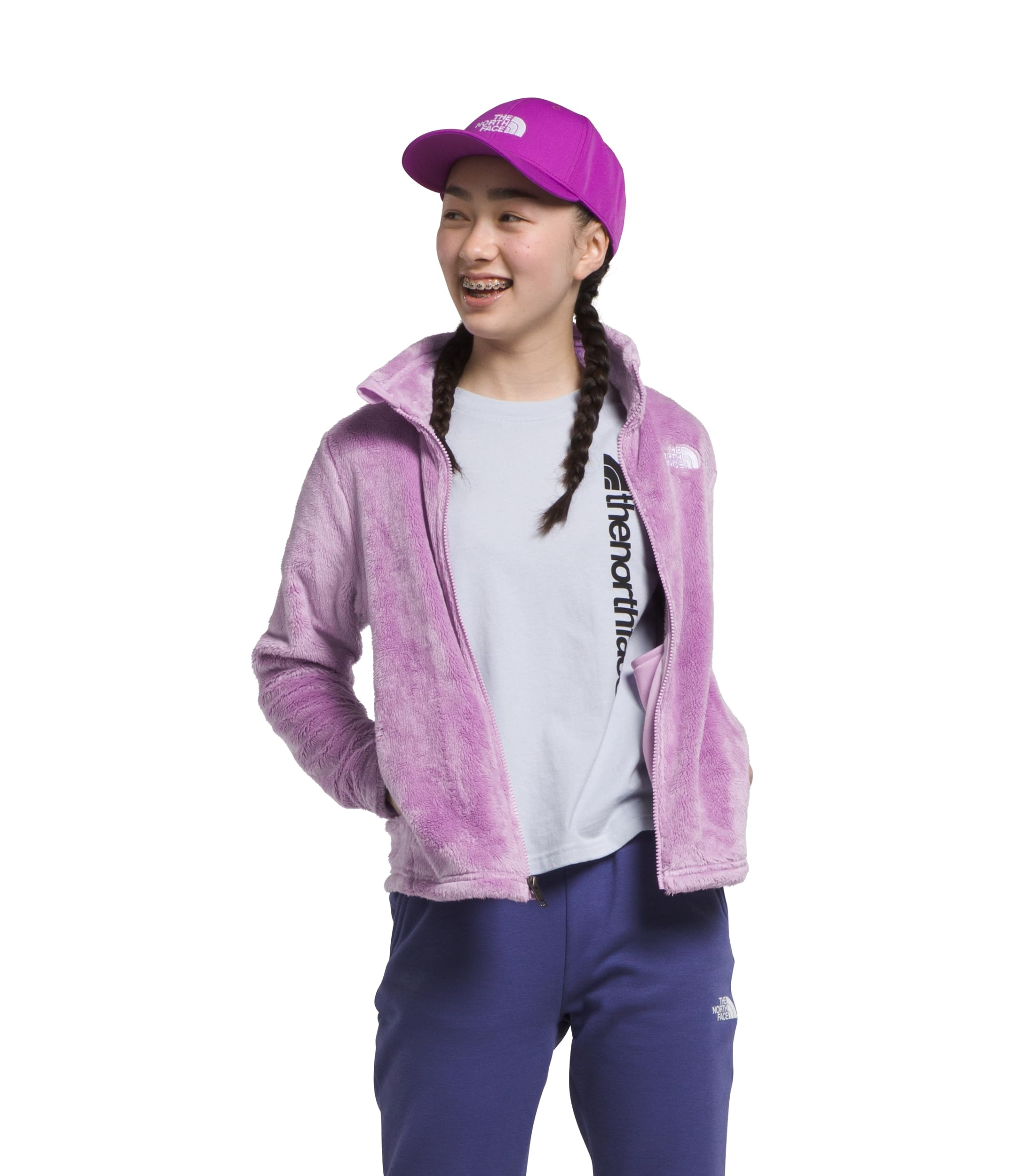 The North Face Girls' Osolita Fleece Full-Zip Jacket - Warm & Cozy Winter Outerwear for Kids, Lupine Purple, XS - Perfect for School, Outdoor Play & Cold Weather Adventures