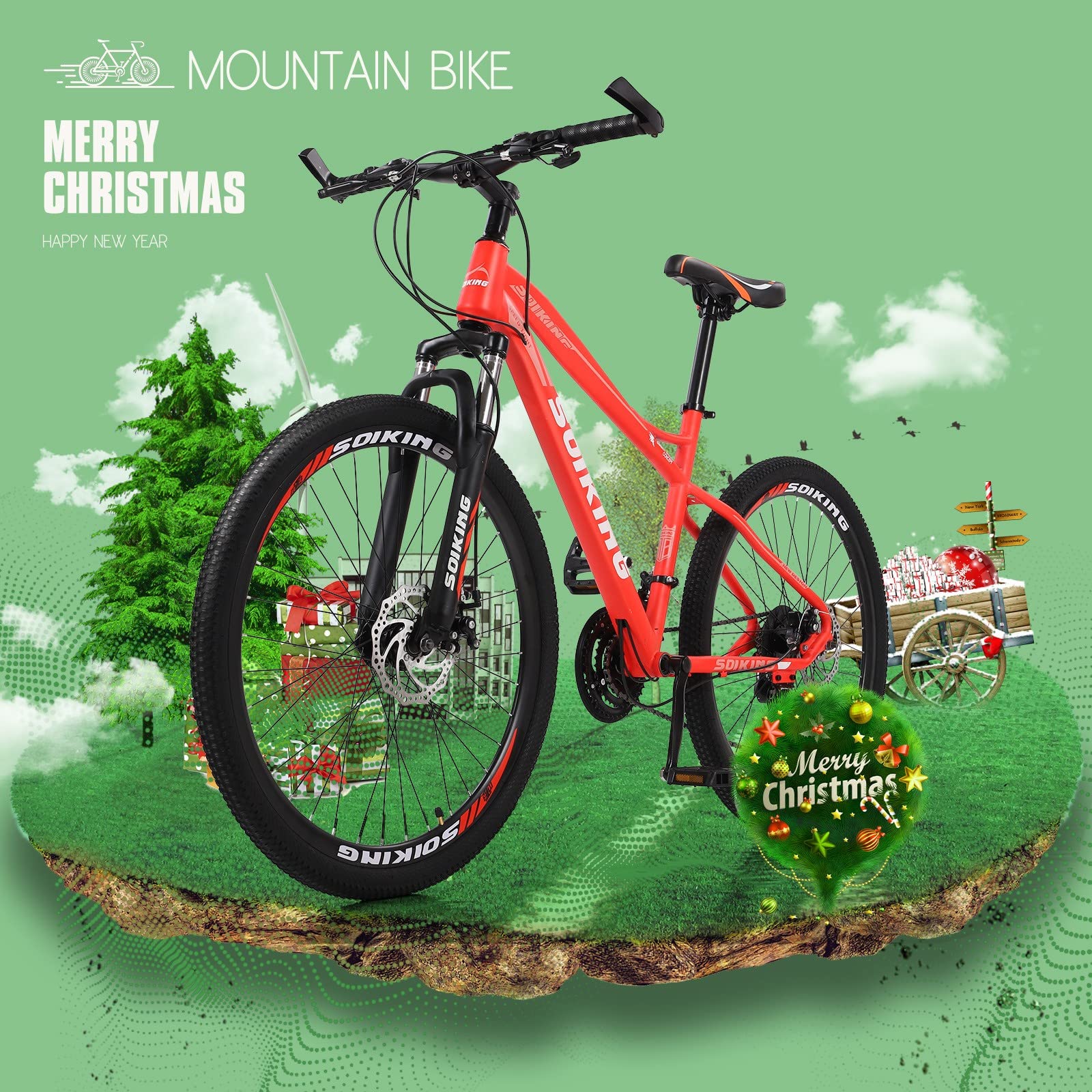 26 Inch High Performance Carbon Steel Mountain Bike - Shimano 21 Speed, Full Suspension, Durable Spokes (Orange) - Perfect for Trail Riding, Off-Road Adventures & Mountain Cycling