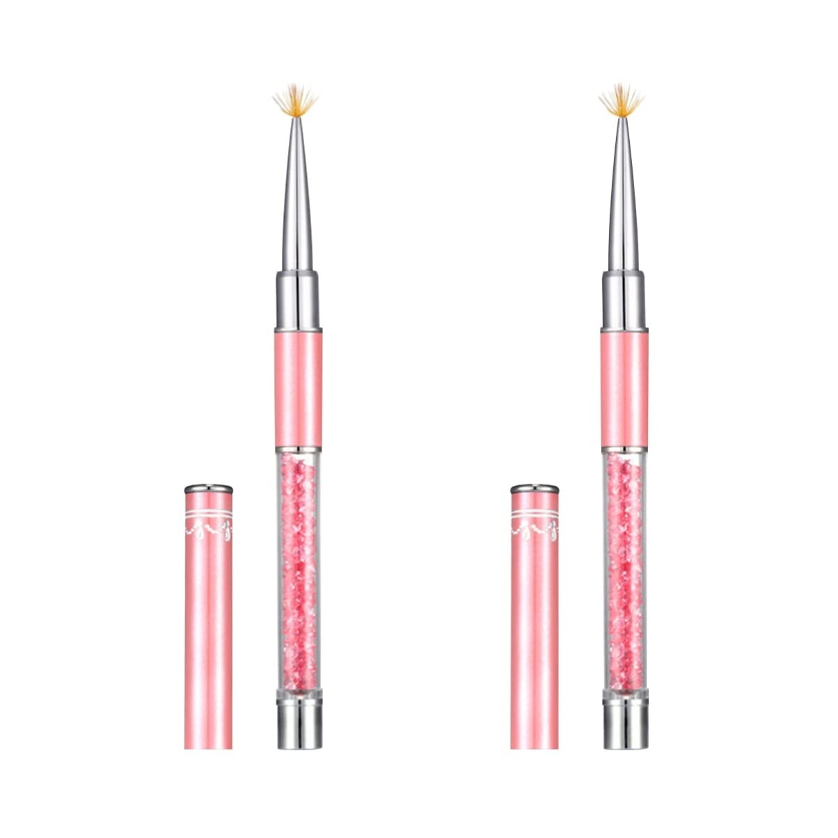 Beaupretty 2 Pack Professional Nail Art Liner Brush Set - Ombre Painting Brush & Nail Art Pens for Salon & DIY Manicure - Perfect for Gel Polish, Acrylic Nails & French Tips