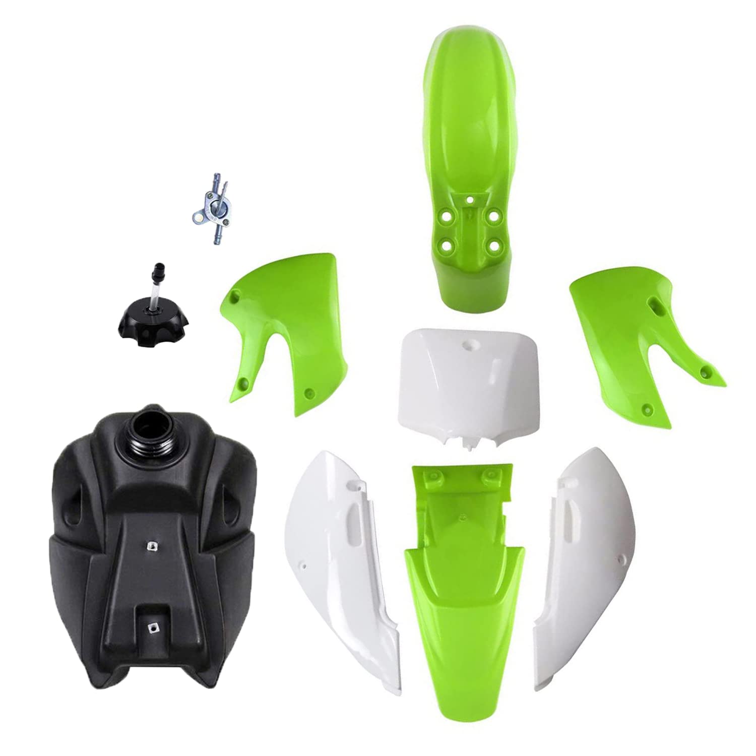 KX65 Plastic Body Fender Fairing Kit with Gas Tank Cap - Durable Replacement Parts for Kawasaki KX 65 Dirt Bike - Perfect for Off-Road Racing & Motorcycle Maintenance
