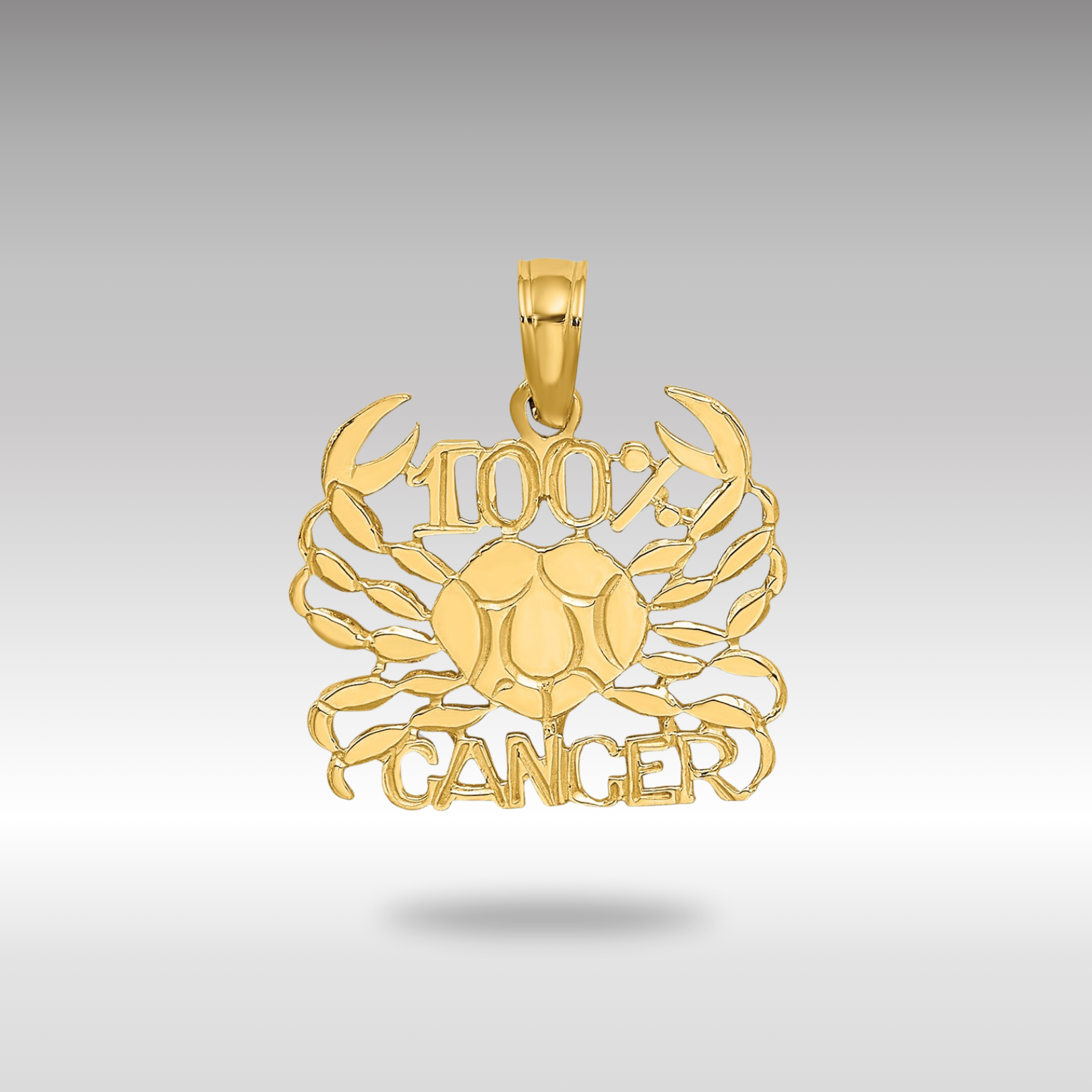 100% Gold Zodiac Crab Charm Pendant - Cancer Sign Jewelry D4057 for Gift, Fashion & Astrology Lovers