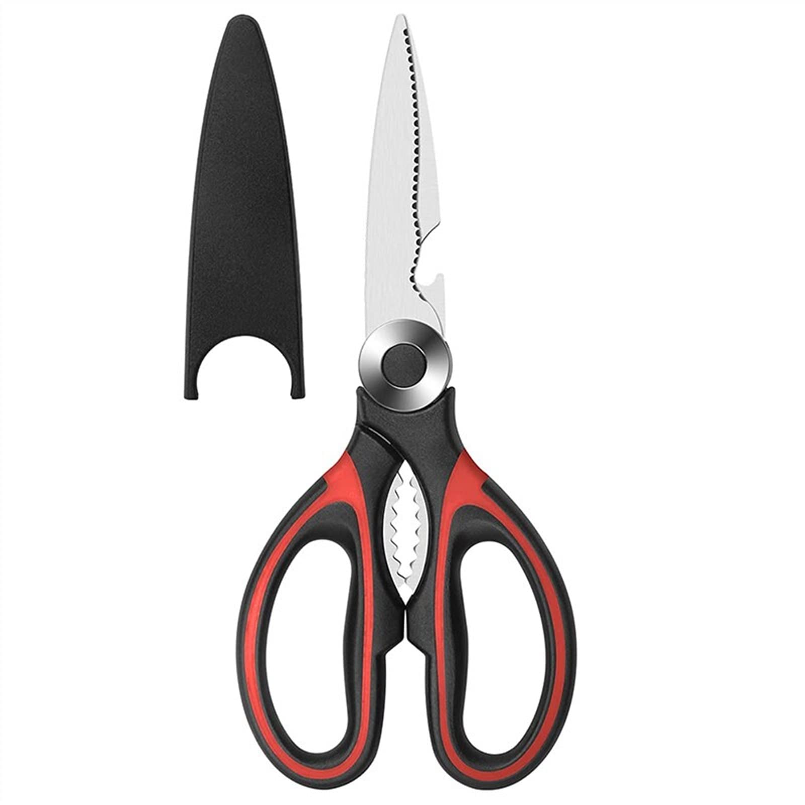 Premium Kitchen Scissors for Food - Red - Heavy Duty Cooking Shears for Meat, Herbs, Poultry & Vegetables - Perfect for Home Chefs & Professional Kitchens