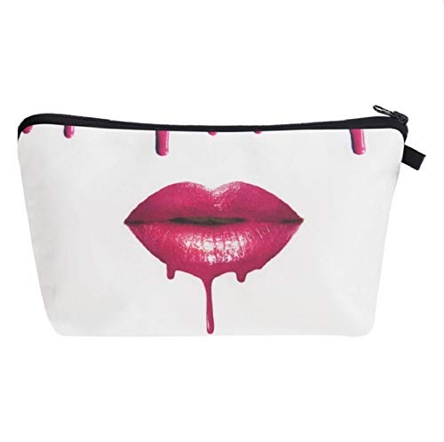 Stylish Portable Travel Makeup Bag for Women - Waterproof Cosmetic Organizer with Red Lips Design - Perfect for Travel, Gym & Daily Use