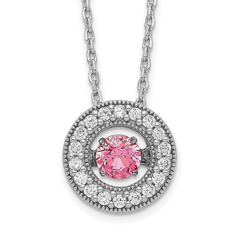 925 Sterling Silver Rose Gold Plated Pink Cubic Zirconia Pendant Necklace with 2