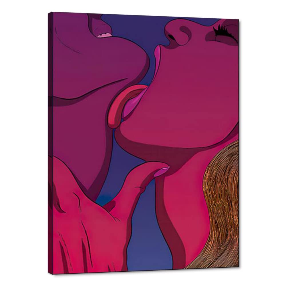 Modern Abstract Nude Couple Canvas Wall Art - Sexy Lovers Painting for Home Decor, Framed & Ready to Hang (18x24 Inches) - Perfect for Living Room, Bedroom or Office Wall Decor