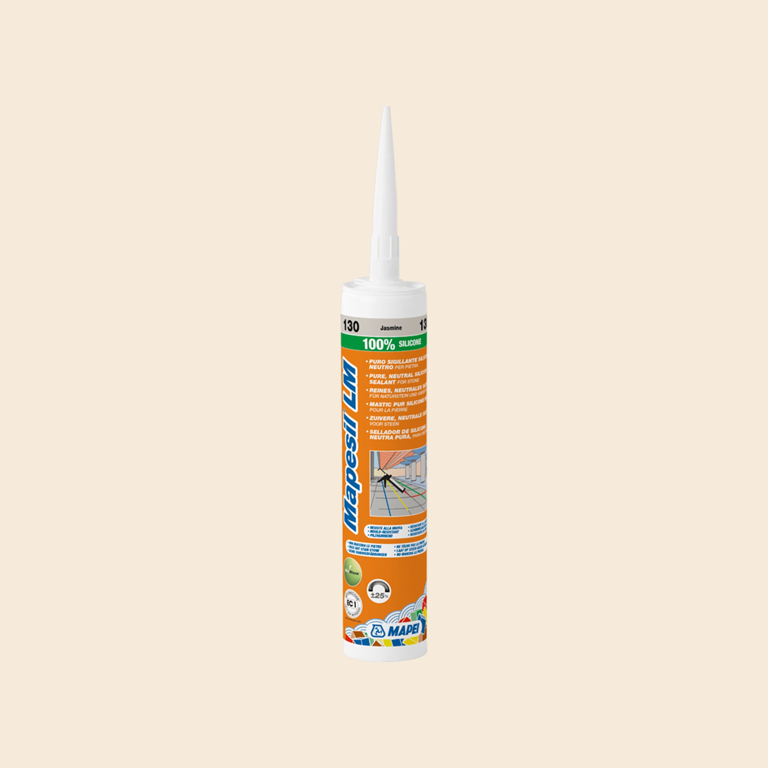 Mapei Silicone LM 130 310ml Jasmine Scented Sealant - High-Performance Waterproof Adhesive for Bathrooms, Kitchens & Windows (Perfect for Caulking Showers, Sinks & Tiles)