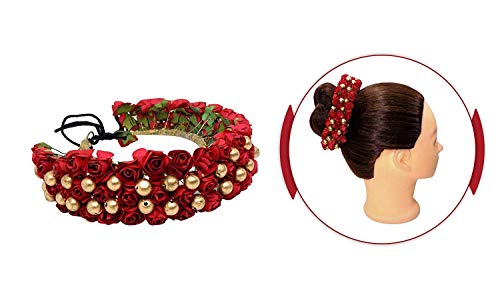Confidence Artificial Red Rose Flower Hair Clip with Beads - Elegant Hair Styling Accessories for Weddings, Parties & Special Occasions