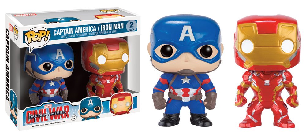 Funko Pop Marvel Captain America Civil War Exclusive 2-Pack - Captain America & Iron Man Collectible Figures | Perfect for Marvel Fans, Comic Book Collectors, and Home Office Display