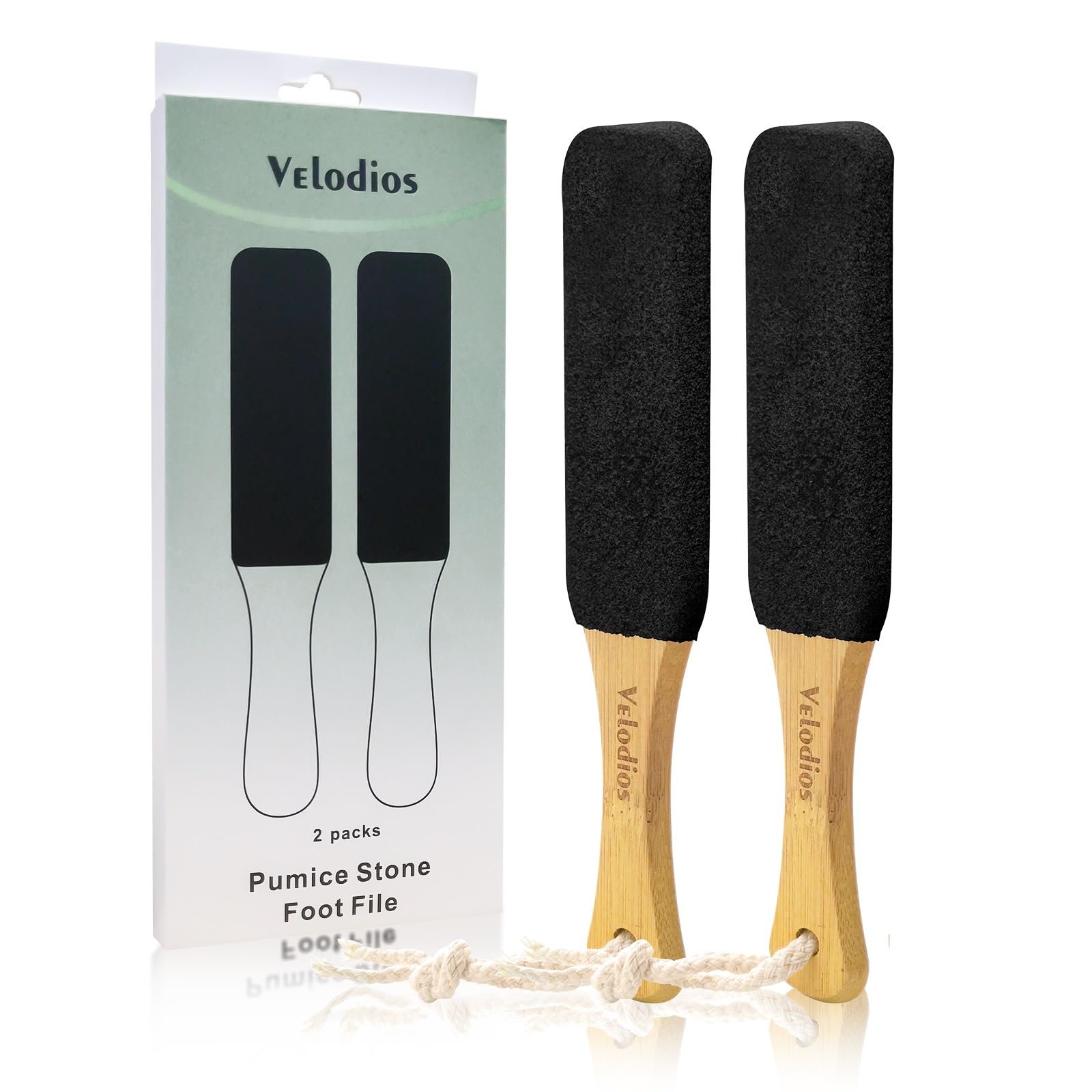 Professional Pedicure Tools Kit - 2 Pack Foot Scrubber with Handle for Cracked Heels, Dead Skin & Corn Removal - Foot File, Massage Brush & Scraper for Men & Women (Black) - Perfect for Home Spa & Foot Care Routine