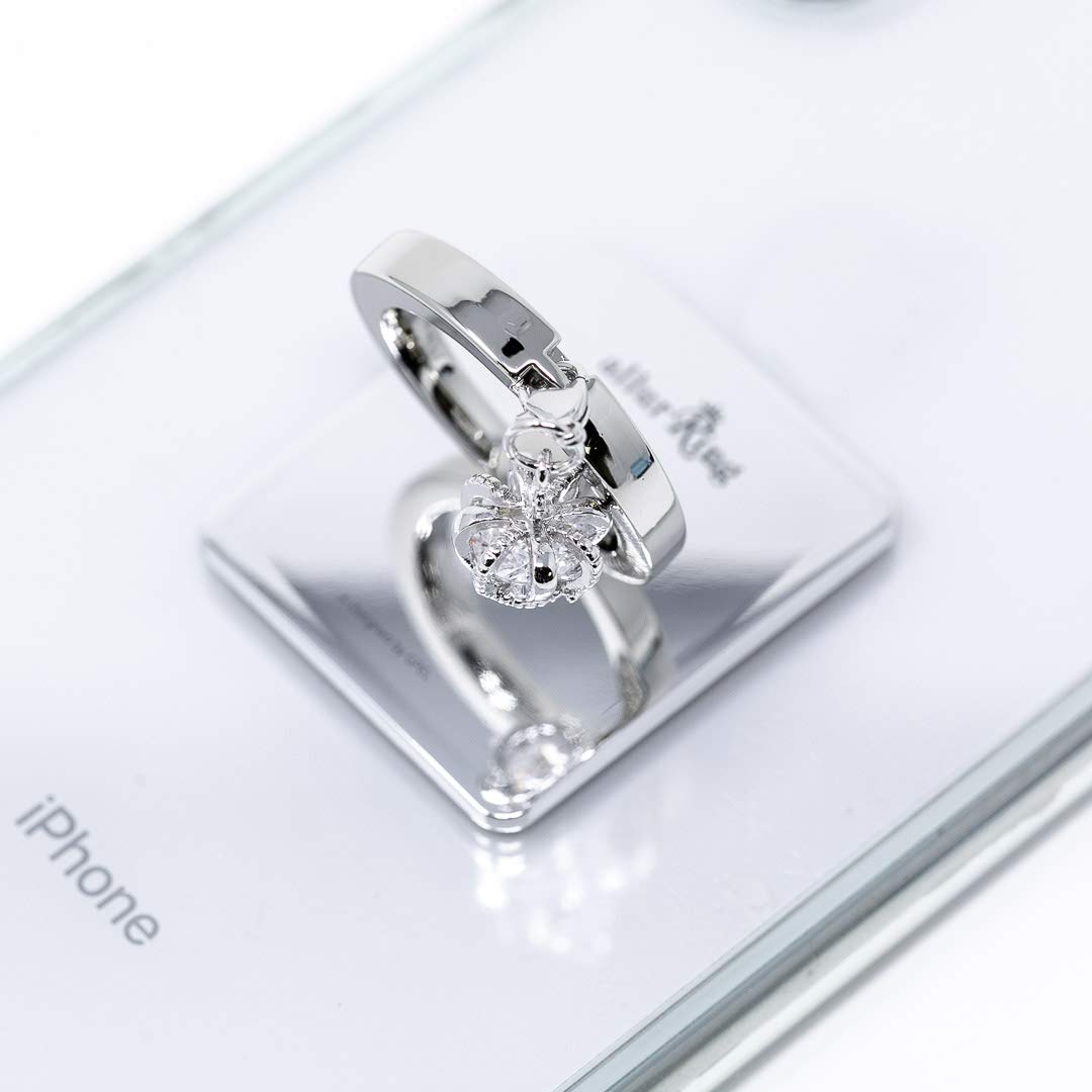 360° Rotating Phone Ring Holder - Silver Crystal Stand for Secure Grip & Kickstand, Perfect for Watching Videos & Selfies