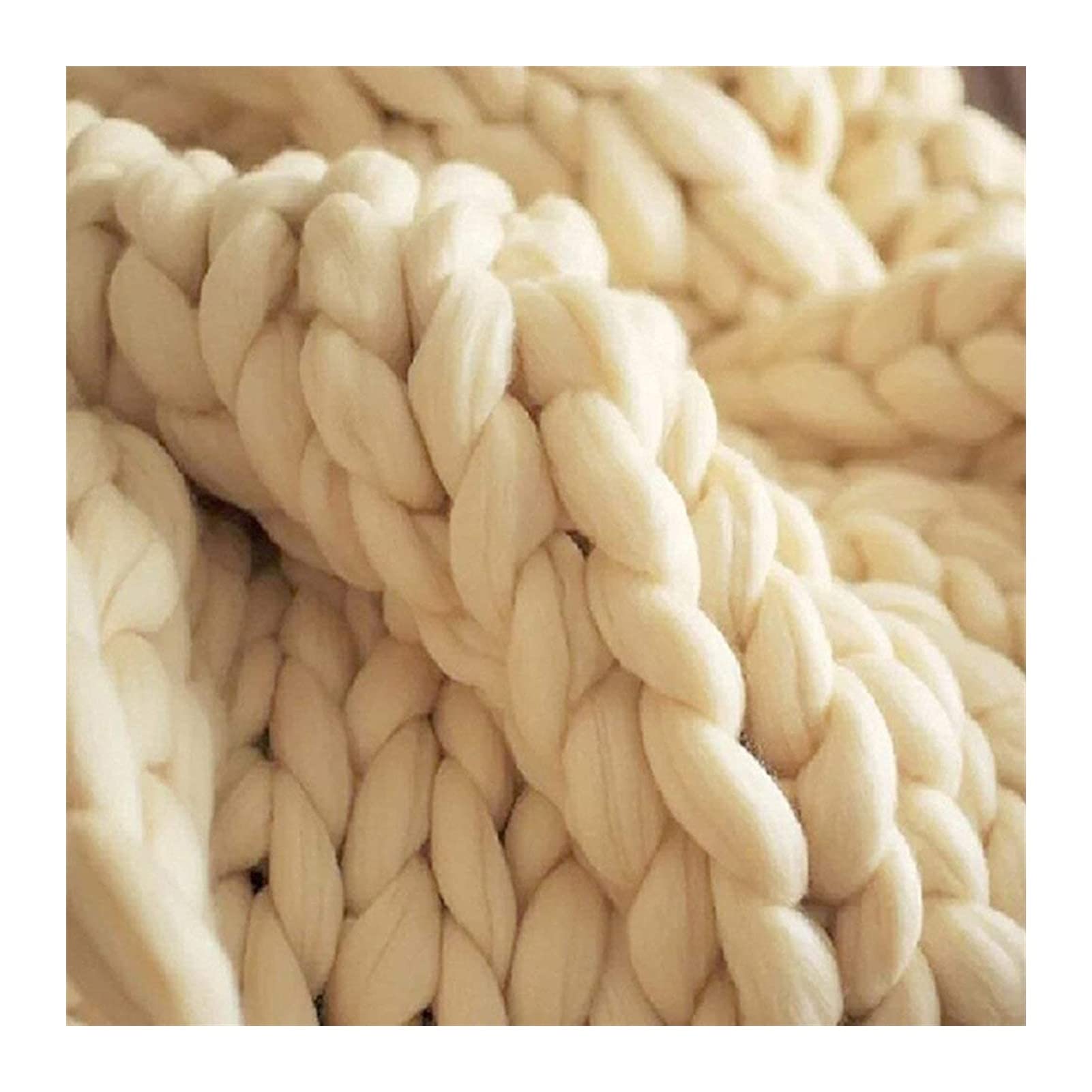 Chunky Knit Blanket - 40x40in (100x100cm) Handmade Arm Knitted Throw Blanket for Cozy Sofa, Bed & Fireplace - Soft Yarn Blanket for Winter Warmth & Home Decor