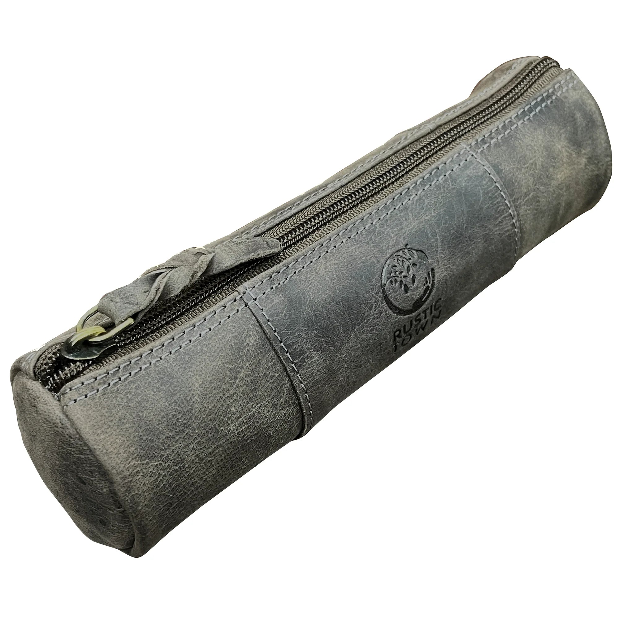 Premium Winnie Leather Zipper Pen Pencil Case - Grey Evening Blue | Stylish Organizer for School, Office & Travel | Perfect for Students, Professionals & Artists