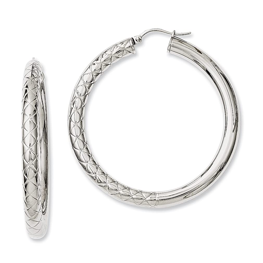 Stainless Steel Half Textured & Hoop Earrings for Women - Round Fashion Jewelry Set - Perfect Gift for Her - Ideal for Everyday Wear, Parties & Special Occasions